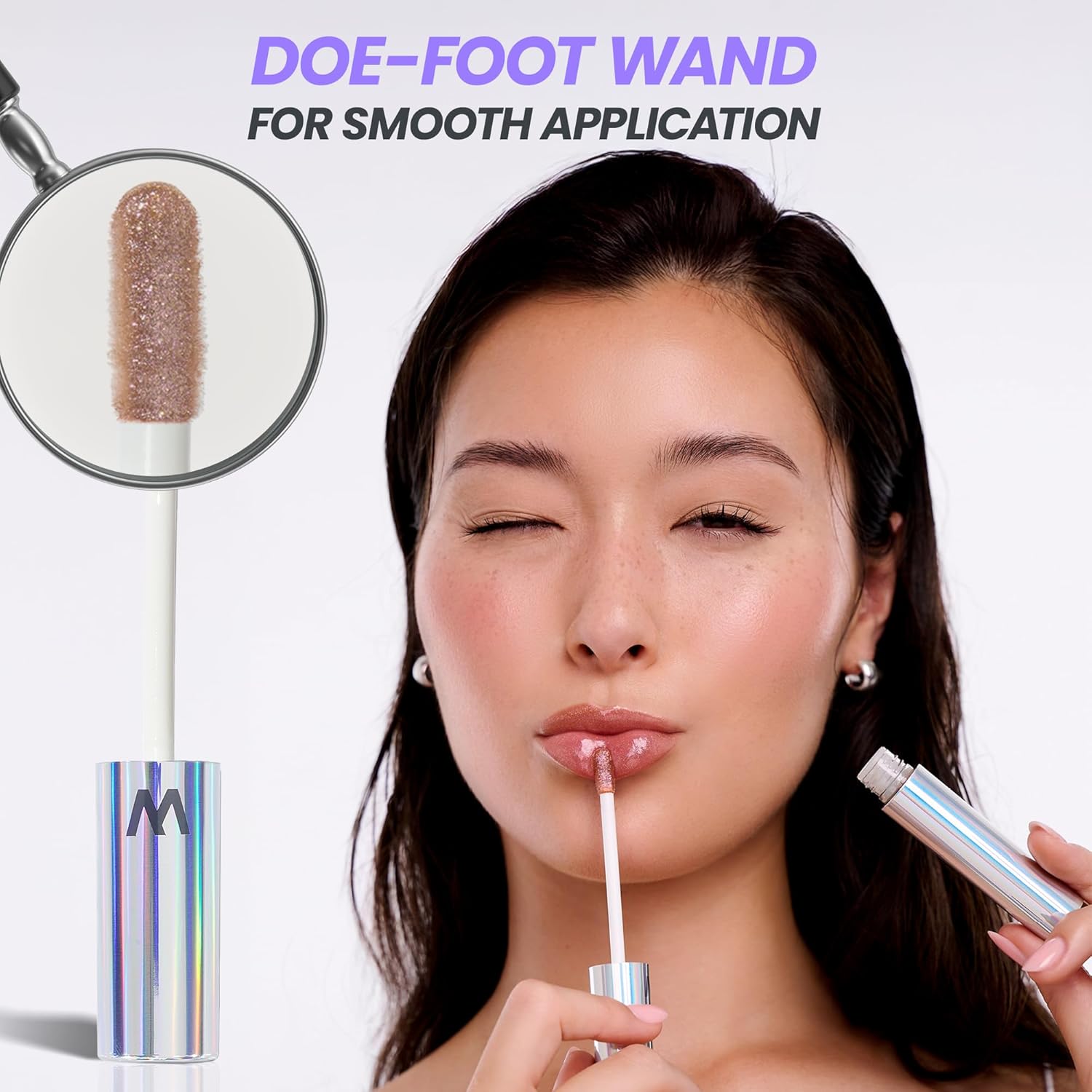 Wonderskin Brillo de Labios Blading Top Gloss, Brillo de Labios con Purpurina Dorada, Maquillaje de Labios Hidratante y de Acabado de Alto Brillo (Purpurina Dorada)