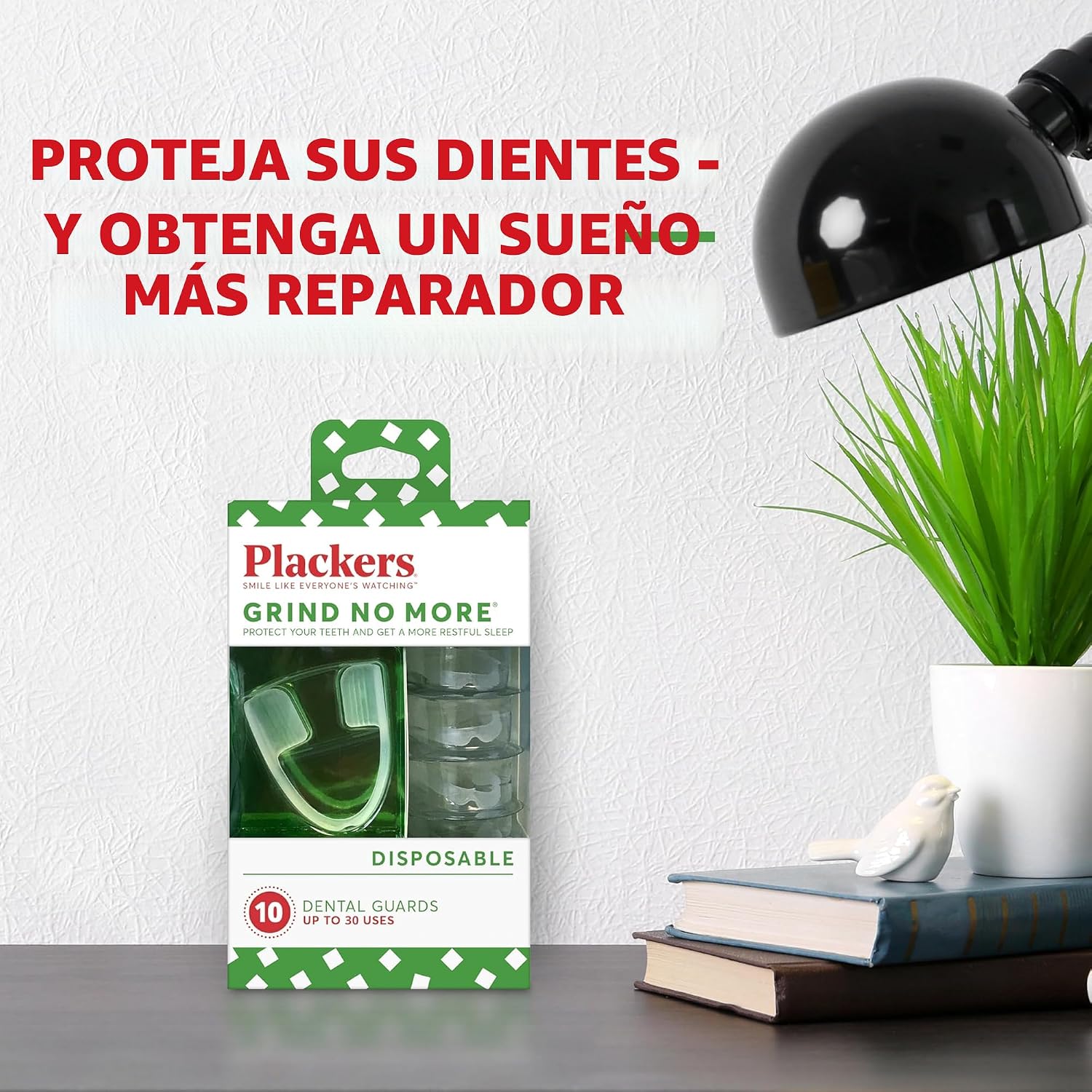 Protector bucal Plackers Grind No More para la noche, protección nocturna para los dientes, sin BPA, duerma bien, listo para usar, desechable, talla única para todos, 16 unidades