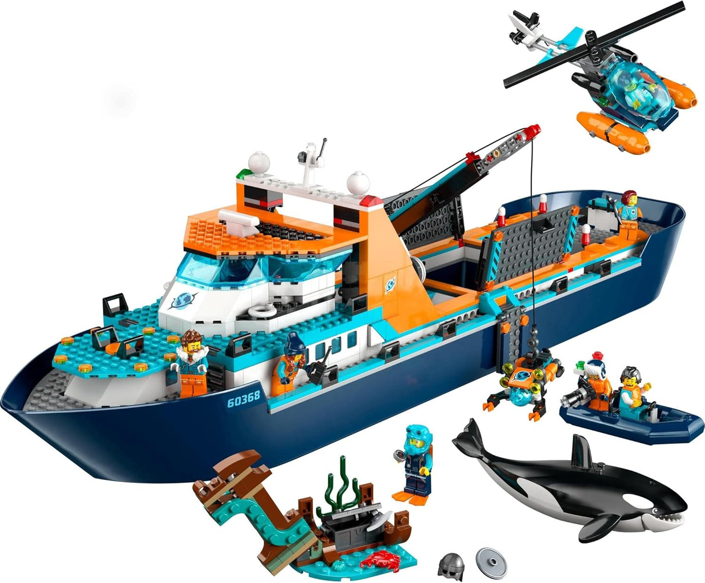 LEGO City Arctic Explorer Ship Toy Blocks, Present, Birthday, For Boys and Girls, Ages 7, 8, 9, Elementary School Students, City Building, Vehicles, Cars, Mini Cars 60368