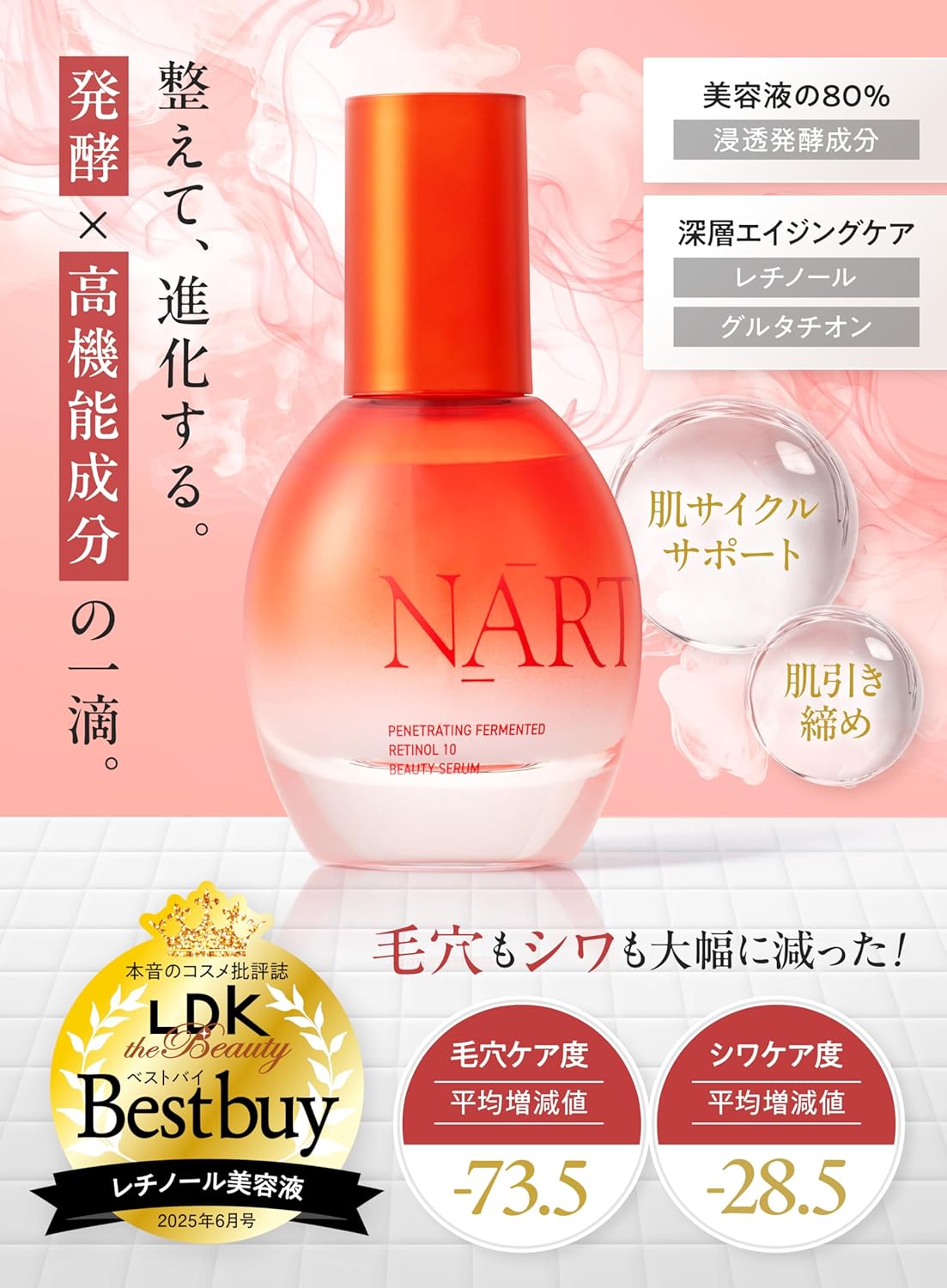 Narth Introduction Fermented Serum, 1.7 fl oz (50 ml), Fragrance-free, Premium High Penetration Essence Serum, Retinol, Vitamin C, Serum, White Lapin (Retinol Fermented Essence, Fragrance-Free)