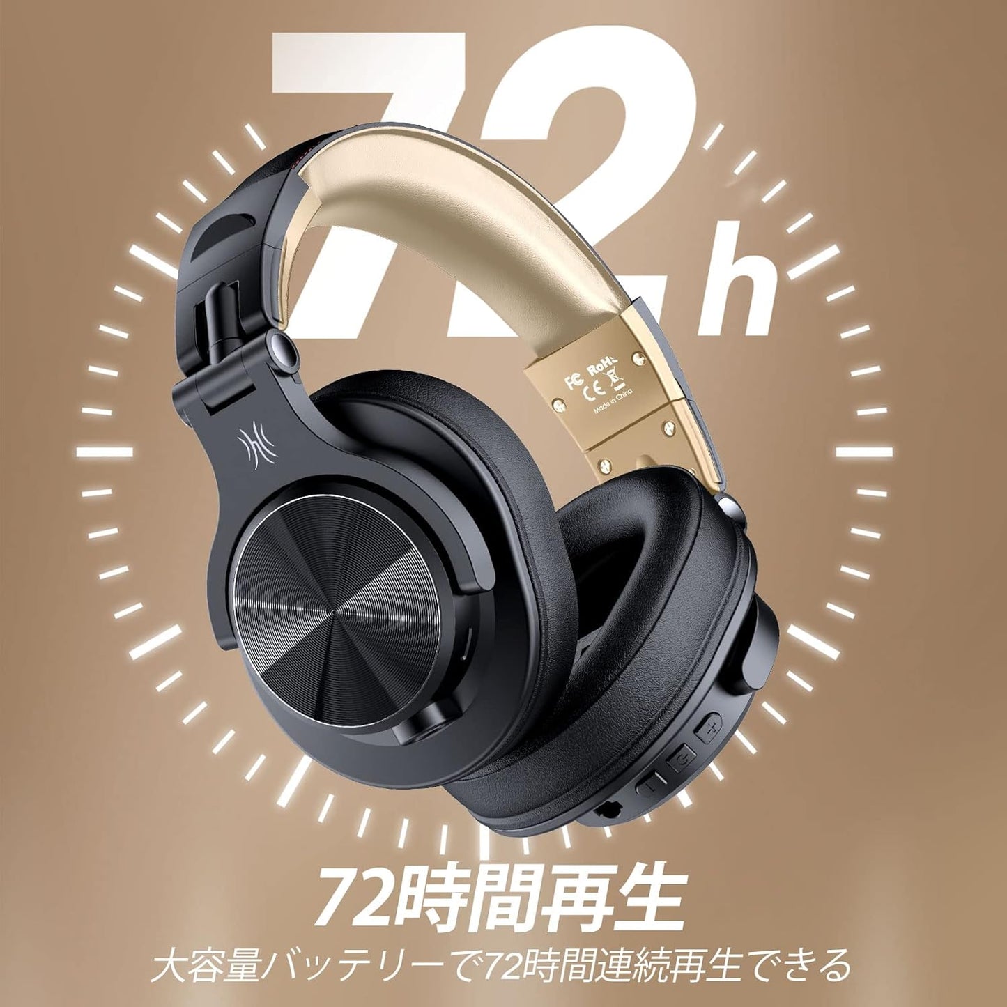 OneOdio A70 Bluetooth Headphones, Over-Ear, Wireless Headphones, Up to 72 Hours of Playtime, Includes Mic, Wireless, Dual-Use, Monitor, DJ Headphones, Detachable Cable, Studio Recording, Musical