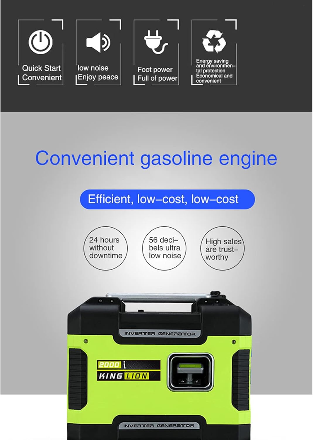 2000w Digital Variable Frequency Gasoline Generator Portable Low Noise Home Gasoline Generator/Emergency Power Supply