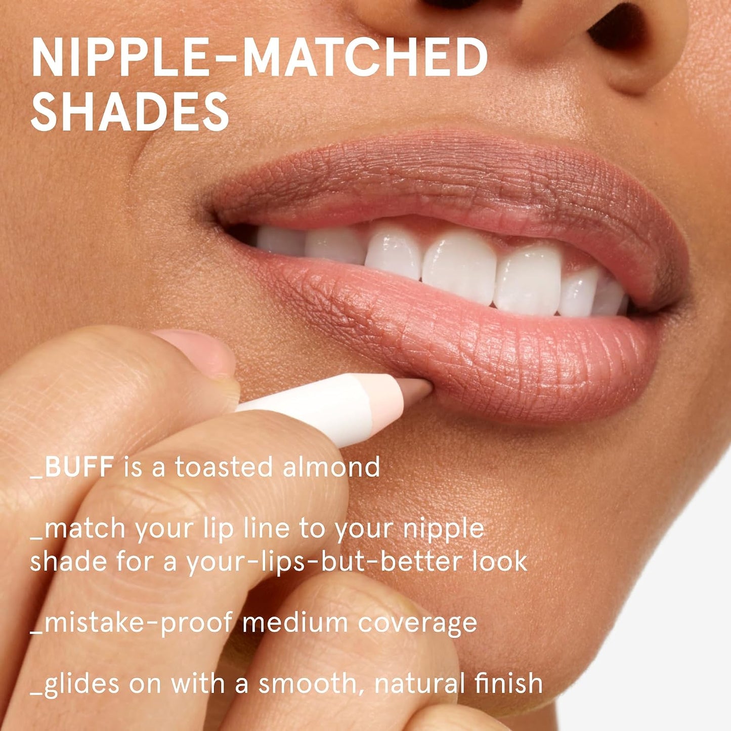 Glossier Lip Line, Buff - Nude Lip Liner Pencil, Long Lasting Water-Resistant Smudge-Resistant Transfer-Resistant Medium Coverage Definer with Jojoba Oil, Natural Shape and Tones for Sensitive Skin