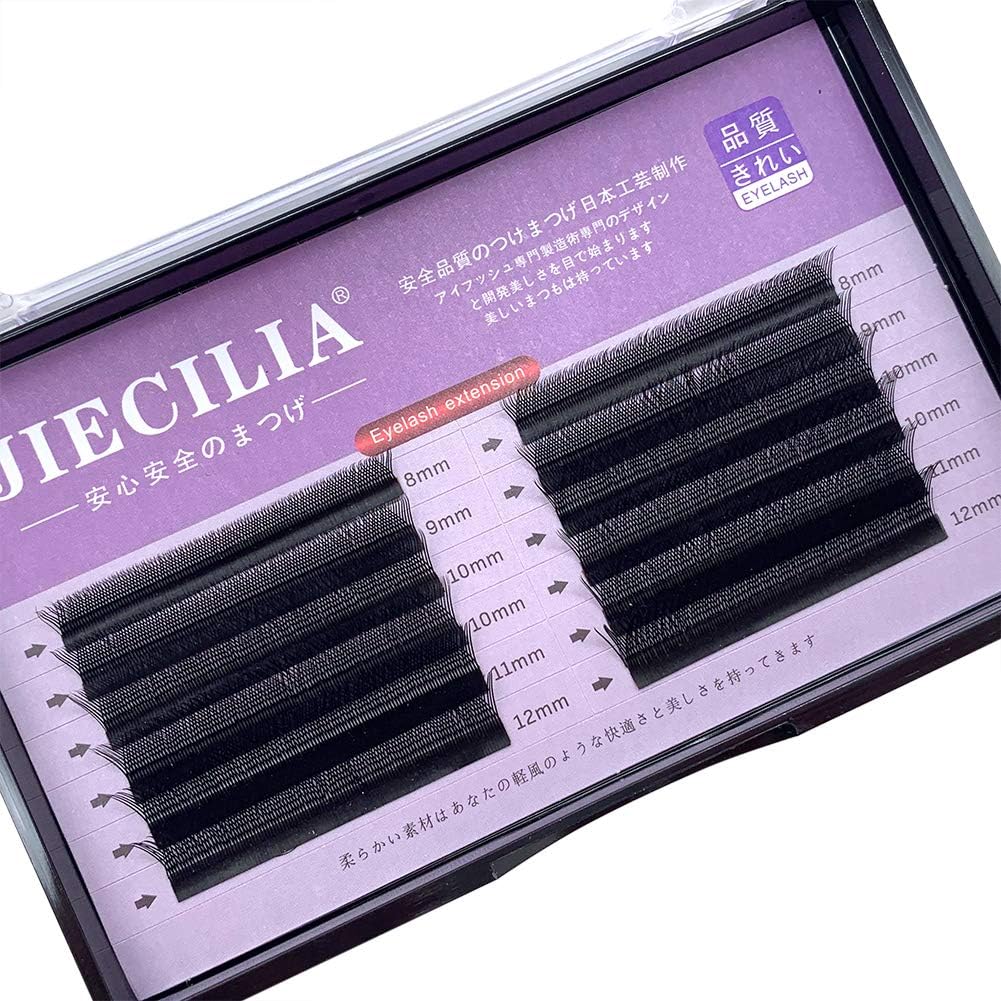 Musthetes Eyelash Exclusively for Eyelash Extensions, Fake Mink Crush, Lightweight, Soft, Eyelash Extensions, Special Y Shape, Thickness 0.07 Curls, C, Length 0.3 - 0.5 inch (8 - 12 mm), Mixed Black, EE-143