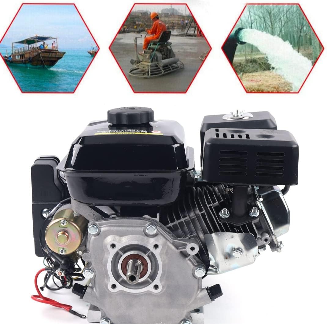 7.5HP 210CC Go Kart Gas Engine Electric Start Gas Powered 4-Stroke OHV Gasoline Motor Gas Powered Pressure Washer Log Splitter Trailer Car Wash Roto Tiller Water/Trash Transfer Multi-Use