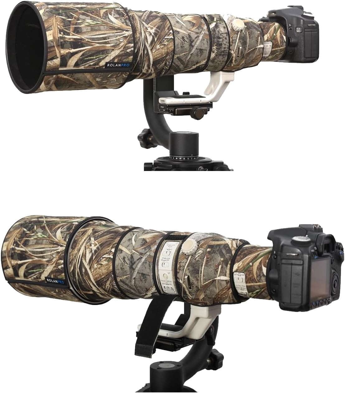 Rolanpro Lens Cover, Camouflage Coat for Canon EF 500mm F4 L IS II USM, Triple Layer Protection, Gray Digital Camo, Modern