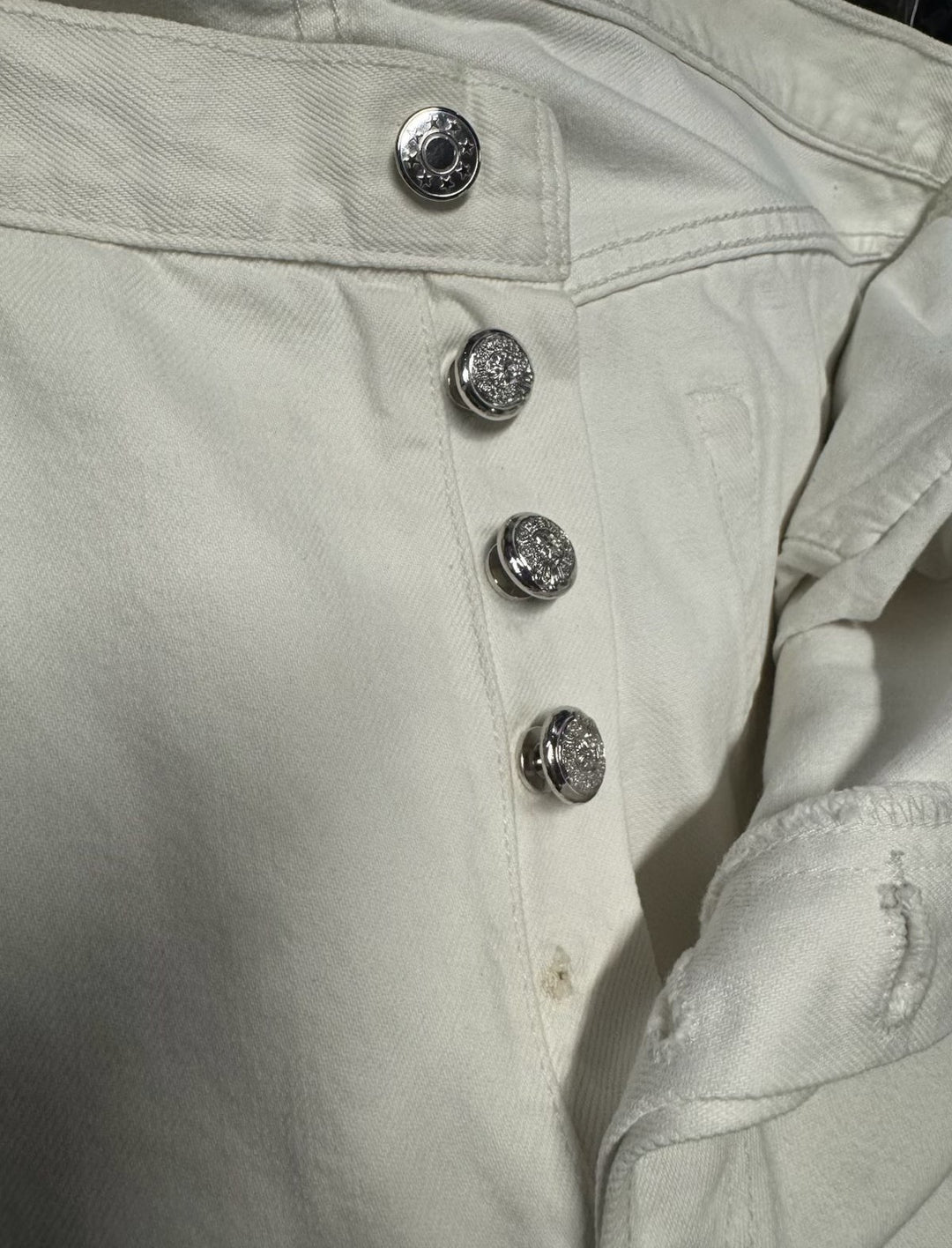 CHROME HEARTS '12 CHEETAH PATCH' WHITE JEANS