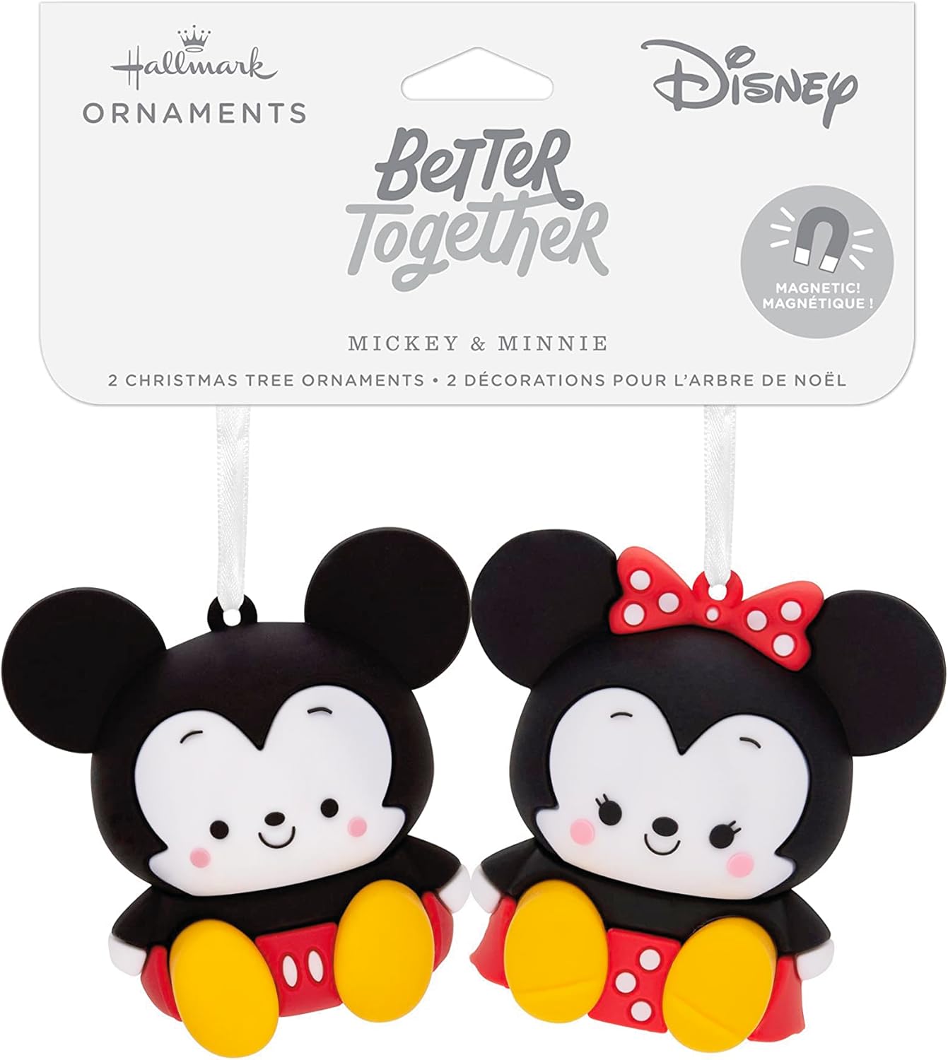 Hallmark Better Together Disney - Adornos magnéticos de Navidad de Mickey y Minnie, juego de 2