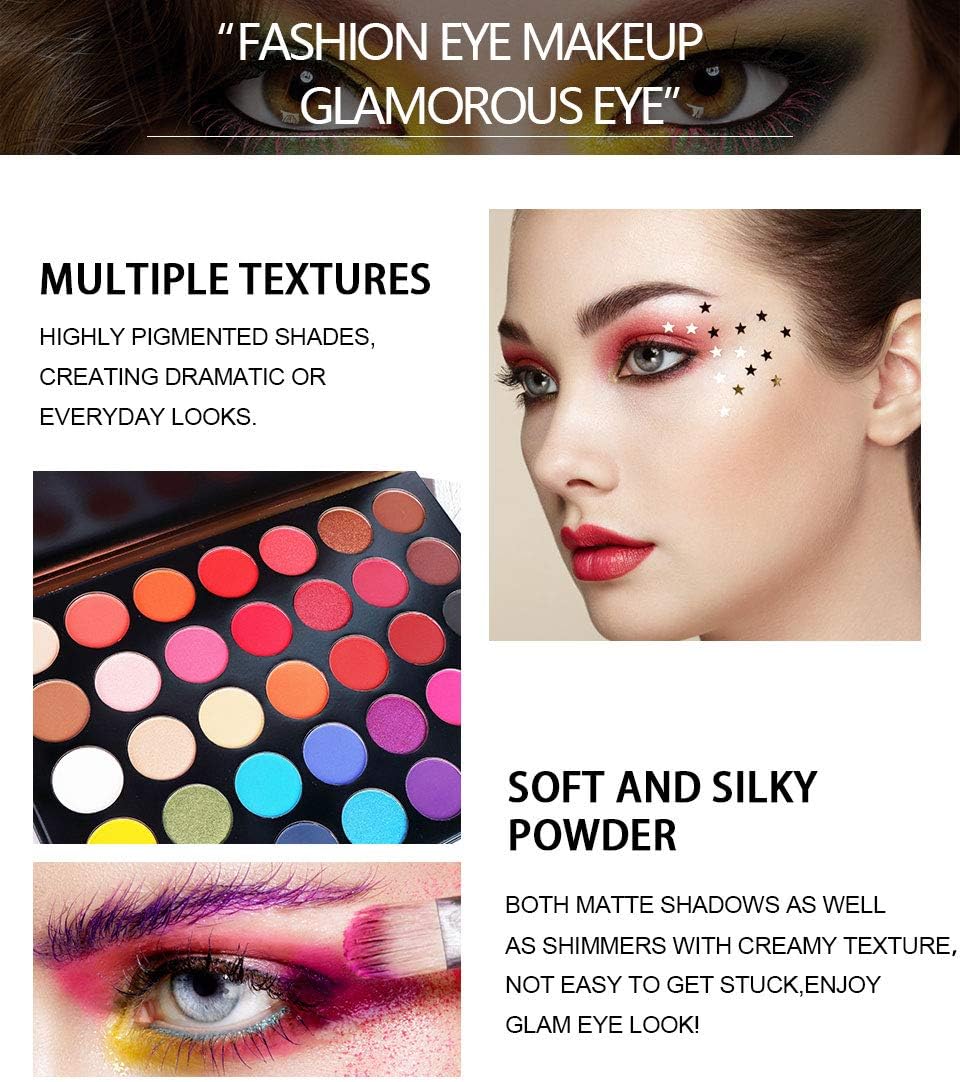 Beauty Glazed 35 Color Eyeshadow Palette, Eyeshadow Palette, Pearl/Matte, Transparent, Moisturizing Ingredients, Western Style, Portable, Easy to Use, Multicolor