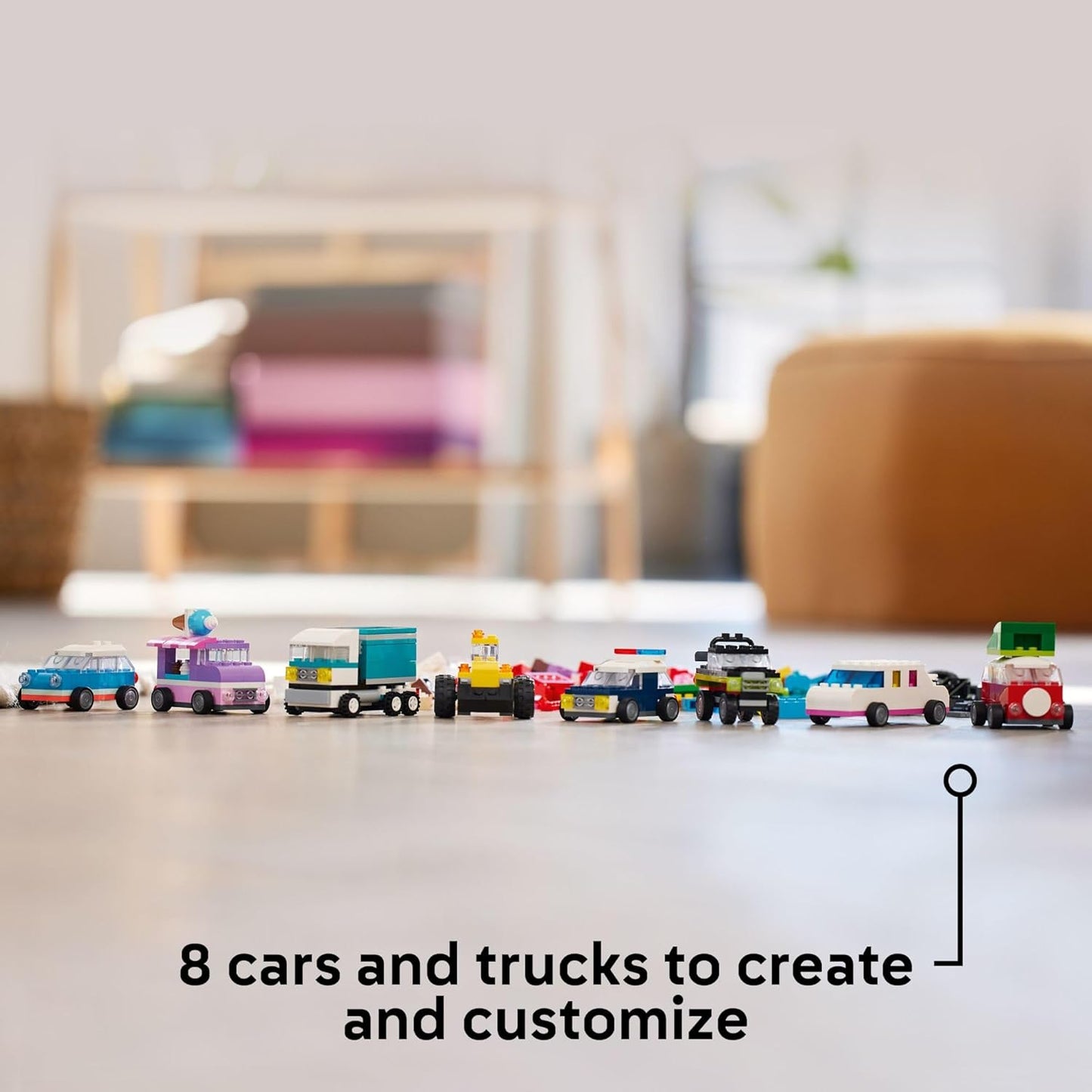 LEGO Classic Creative Vehicles Colorful Building Blocks Assembly Kit Ice Cream Truck, Police Car, Toy Model City Cars, etc. Gift Car Toy for Boys, Girls, Children 5 Years and Up 11036