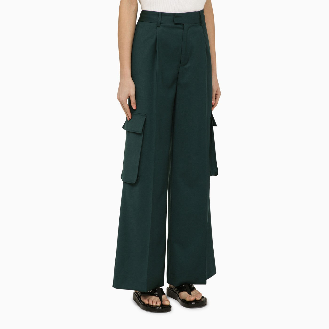 Amiri アミリフォレストグリーンウールのズボン - Image 3
