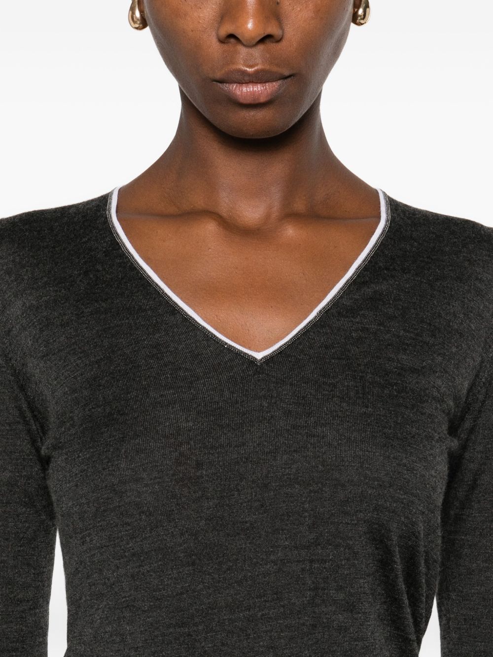 Brunello Cucinelli CashmereとSilk V Necked Seater - Image 3