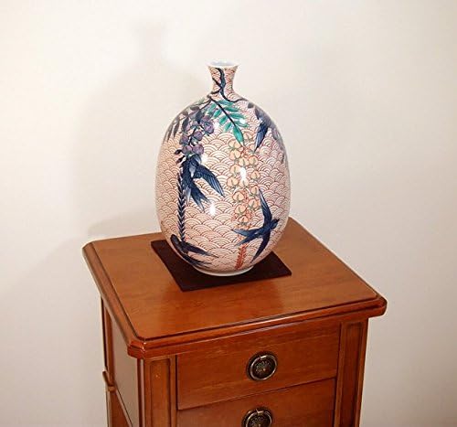 伝統工芸品｜染錦青海波藤燕絵壷｜有田焼・伊万里焼・高級陶器花瓶｜陶芸家藤井錦彩