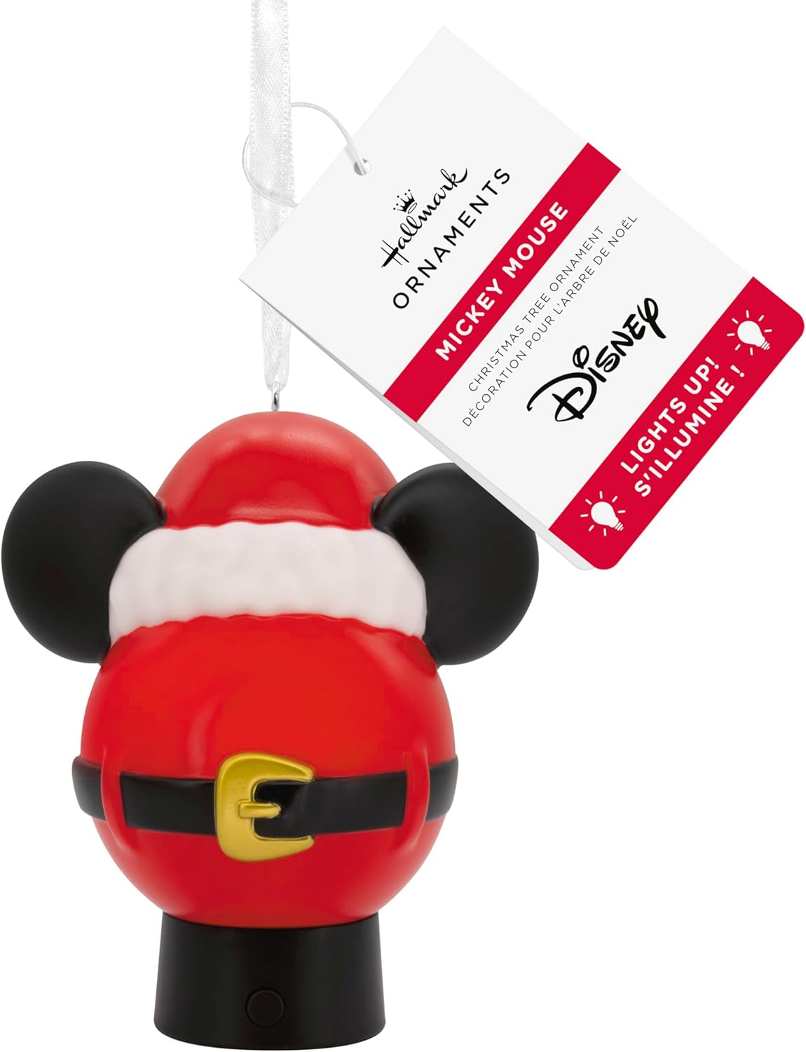 Hallmark Disney Mickey Mouse Icono con Sombrero de Santa Adorno Navideño Colgante con Luz