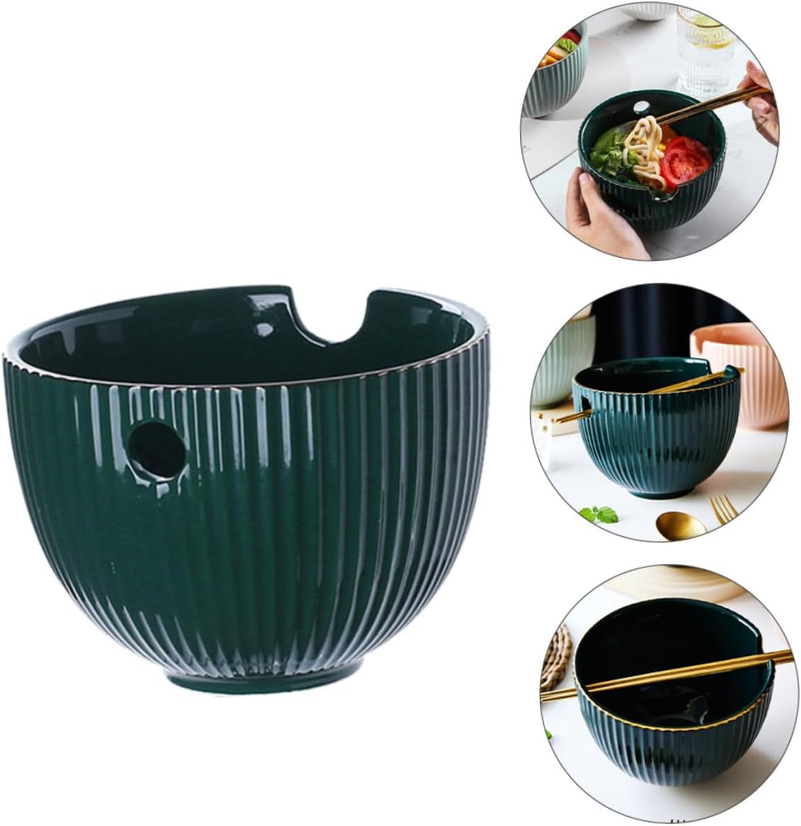 WEKADRIN 即席麺対応セラミックラーメンボウル 中 多用途使用可能 スープ うどん ラーメンに 素材製で箸収納設計 食卓やビュッフェに適用
