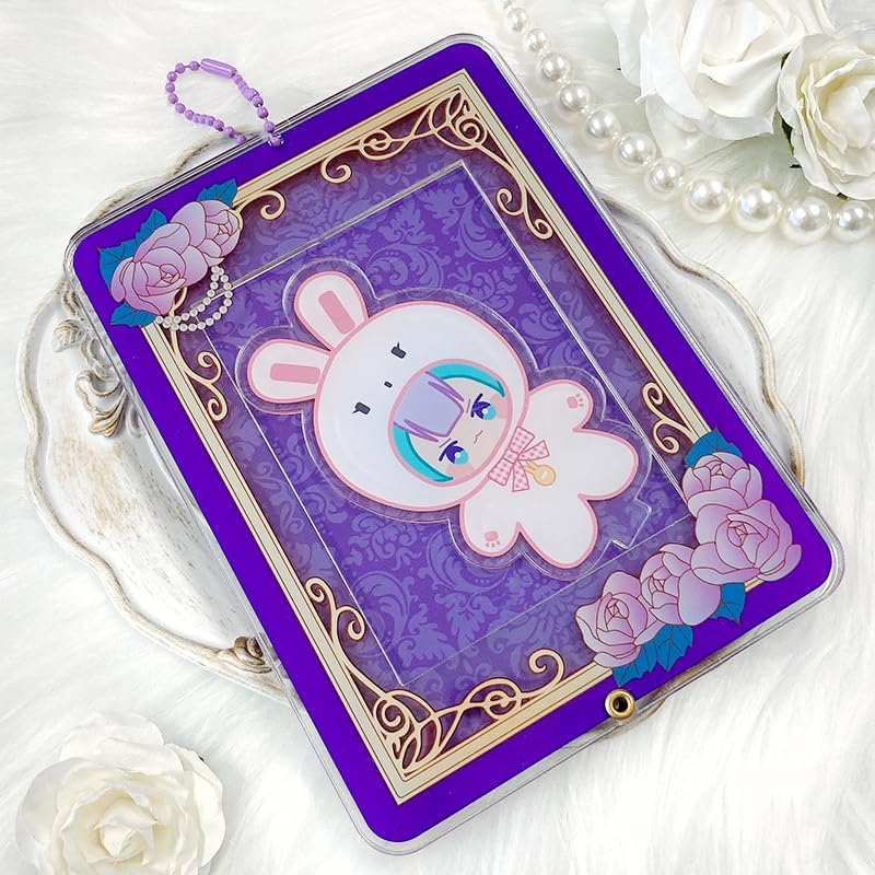 G Trigger Size Adjustable Acrylic Frame [Rose] (For Trading Card / L Version) Acrylic, Easy Assembly, Pushing Activity, Photo Holder, Purple, Purple