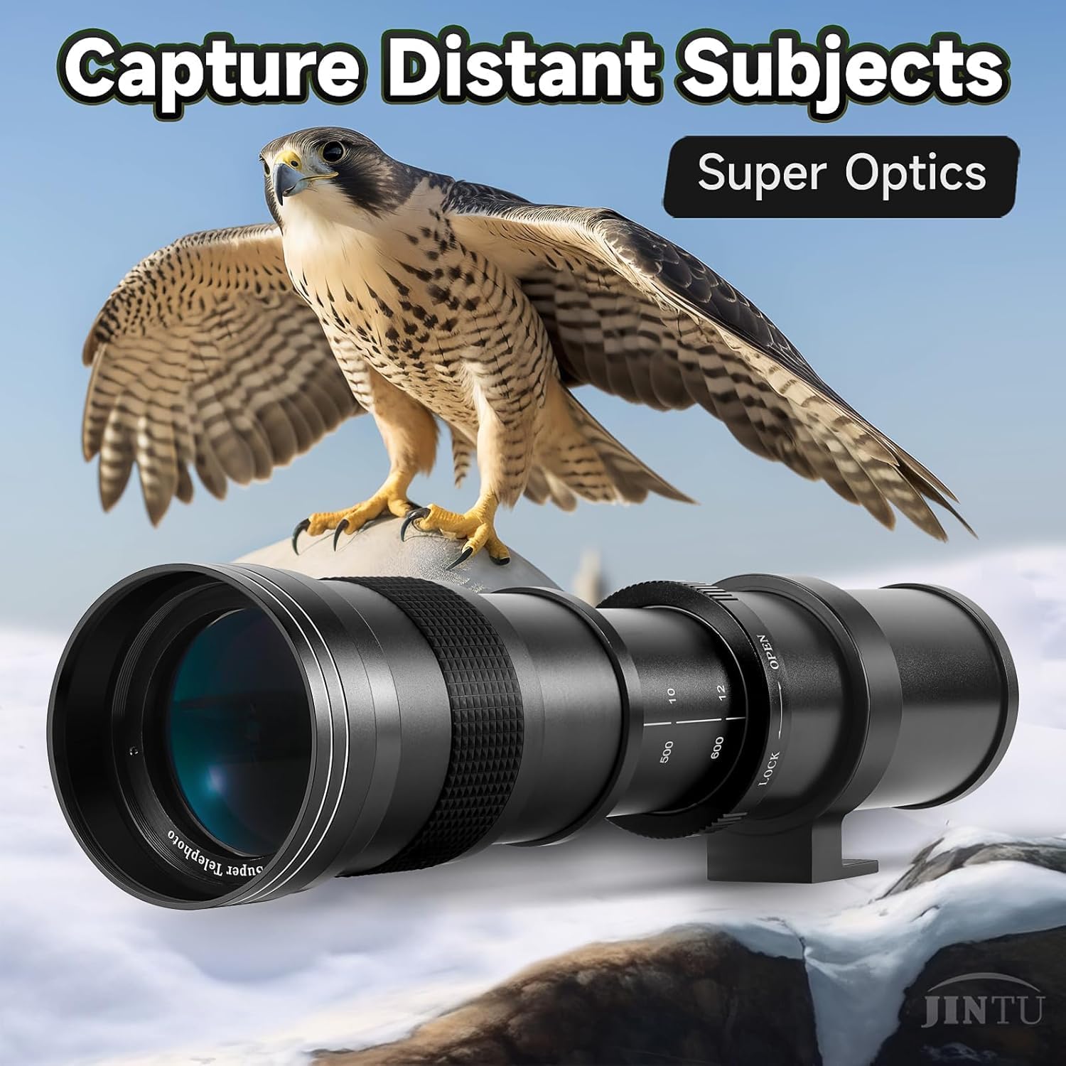 JINTU Telephoto Lens 420-1600mm f8.3 Zoom SLR Camera Lens for Canon T7i T6 T6i T6s T7 T8i T3i, T4i, T5, T5i, SL2, SL1 4000D 2000D 80D 90D 5D III 6D 7D II 60D 70D 70D Telephoto Lens D 250D 750D 760D