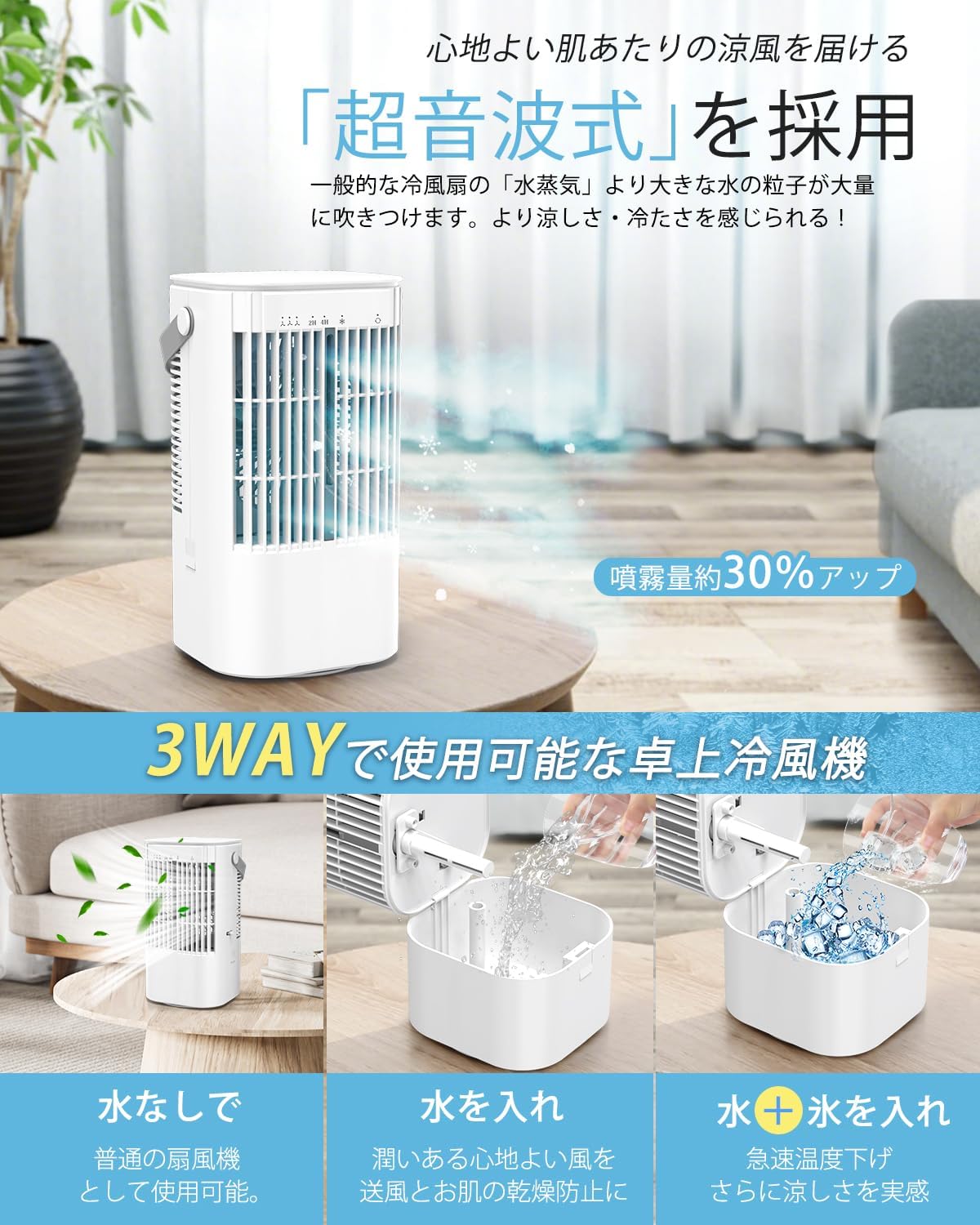 Aliliy Cooling Fan, Powerful (2026 New Release, Energy Saving, Oscillating, USB Powered), Ultrasonic Type, Large Capacity, Energy Saving, Small, Cooling Fan, Tabletop Cooler, Fine Mist, Can Hold Ice