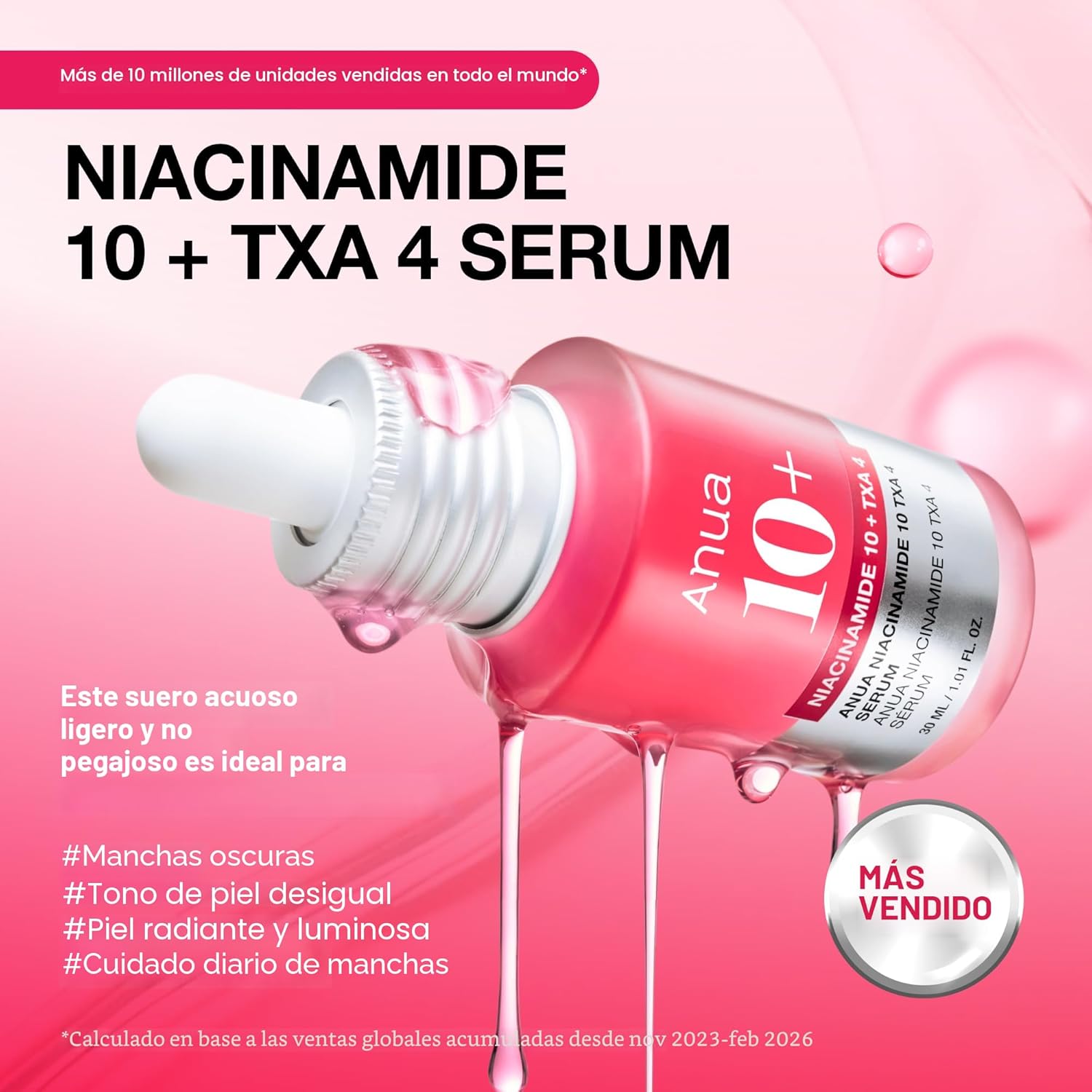 ANUA Suero de Niacinamida 10 + TXA 4, Ácido Hialurónico, Ácido Tranexámico, Suero Facial Para Piel de Vidrio, Suero de Retorno al Brillo, Cuidado de Manchas Oscuras, Cuidado de la Piel Postnatal