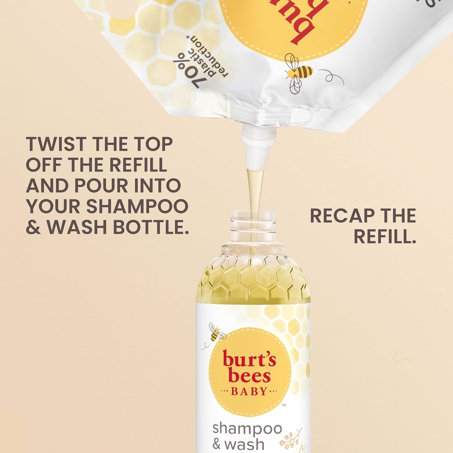 Burts Bees Champú para Bebé y Jabón para Bebé Recarga, Original, Fórmula a Base de Plantas, Sin Lágrimas, Probado por Pediatras, Origen Natural, Limpia Suavemente la Piel y Cabello Sensibles, 33.8 Fl