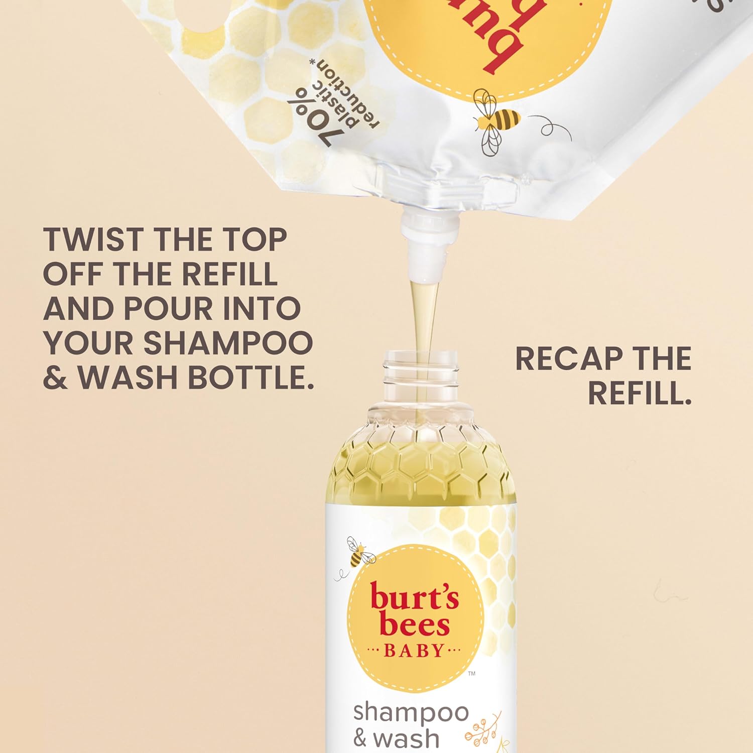 Burts Bees Champú para Bebé y Jabón para Bebé Recarga, Original, Fórmula a Base de Plantas, Sin Lágrimas, Probado por Pediatras, Origen Natural, Limpia Suavemente la Piel y Cabello Sensibles, 33.8 Fl