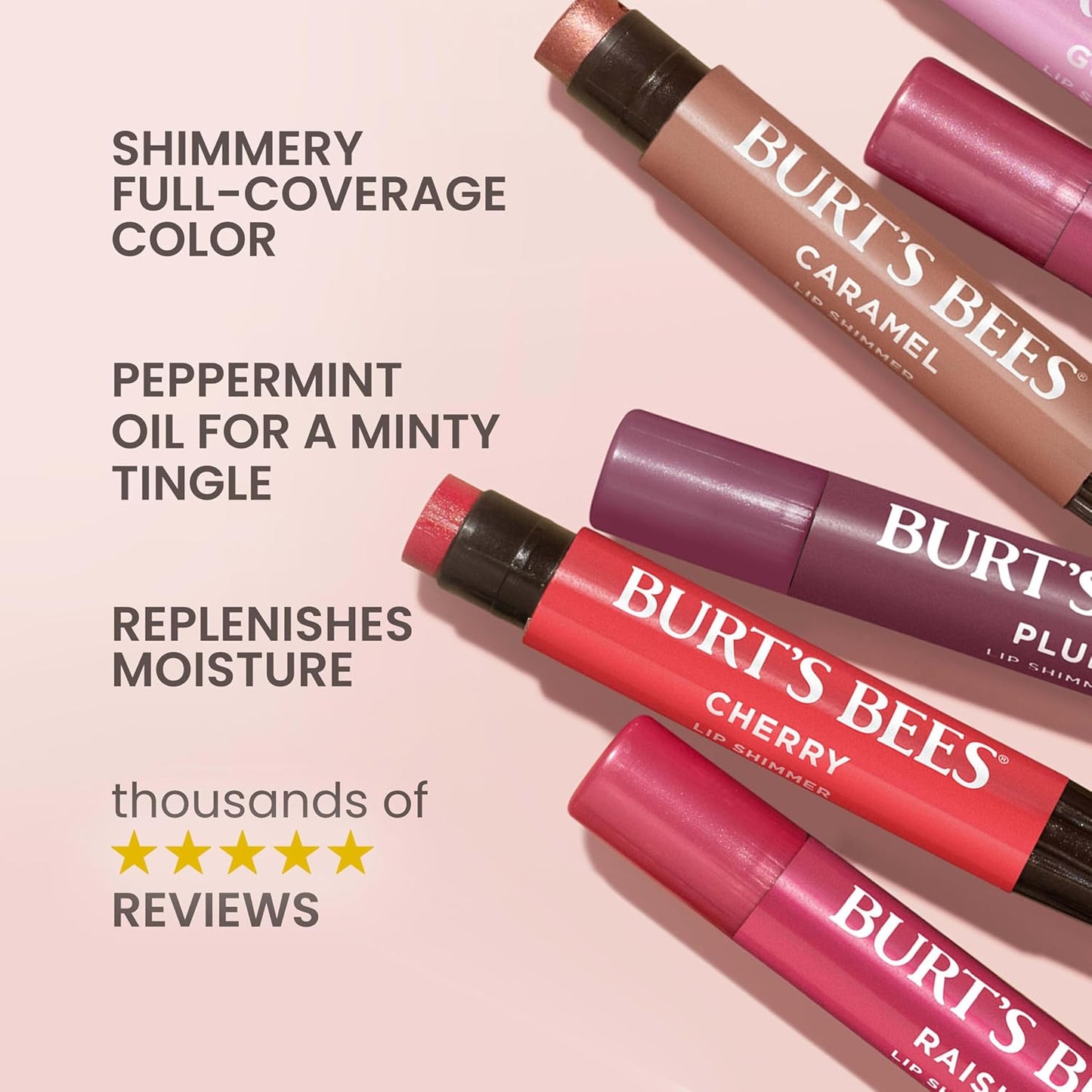 Burt's Bees Tinte labial brillante, bálsamo labial tintado en barra, hidratante para hidratación durante todo el día con acabado pigmentado natural brillante y color modulable, higo, 1 tubo, 0.09 oz.