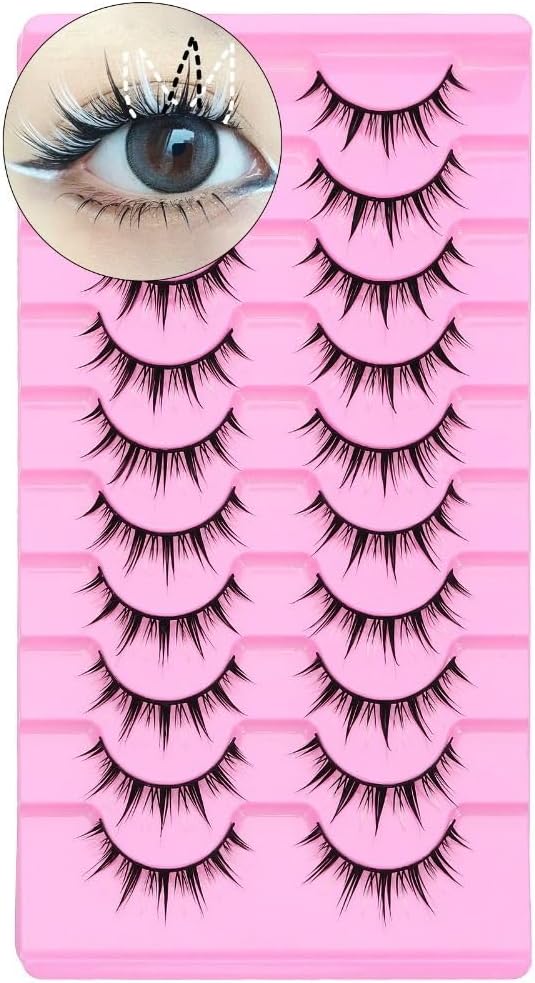 10 Pairs Black and White Cartoon Eyelashes Japanese Anime Cosplay Eyelashes Spiky Wet Look Eyelashes 13mm Asian False Eyelashes Cluster