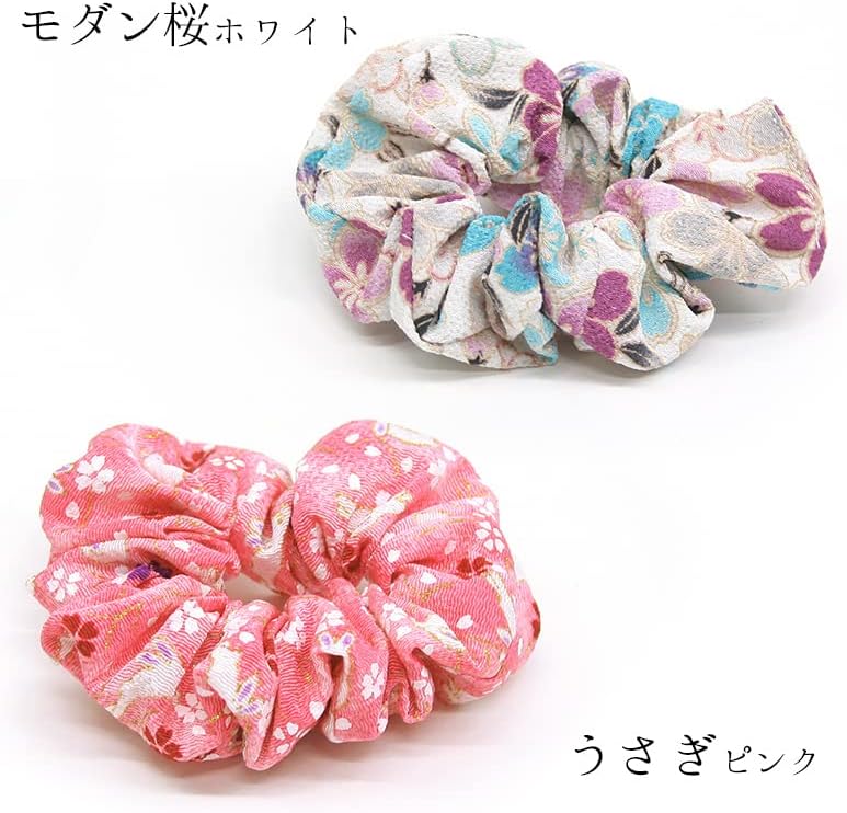 Japanese Pattern Scrunchie Crepe Kyoto Japanese Accessories Japanese Style Hair Accessories, Volume, Cute, Made in Japan