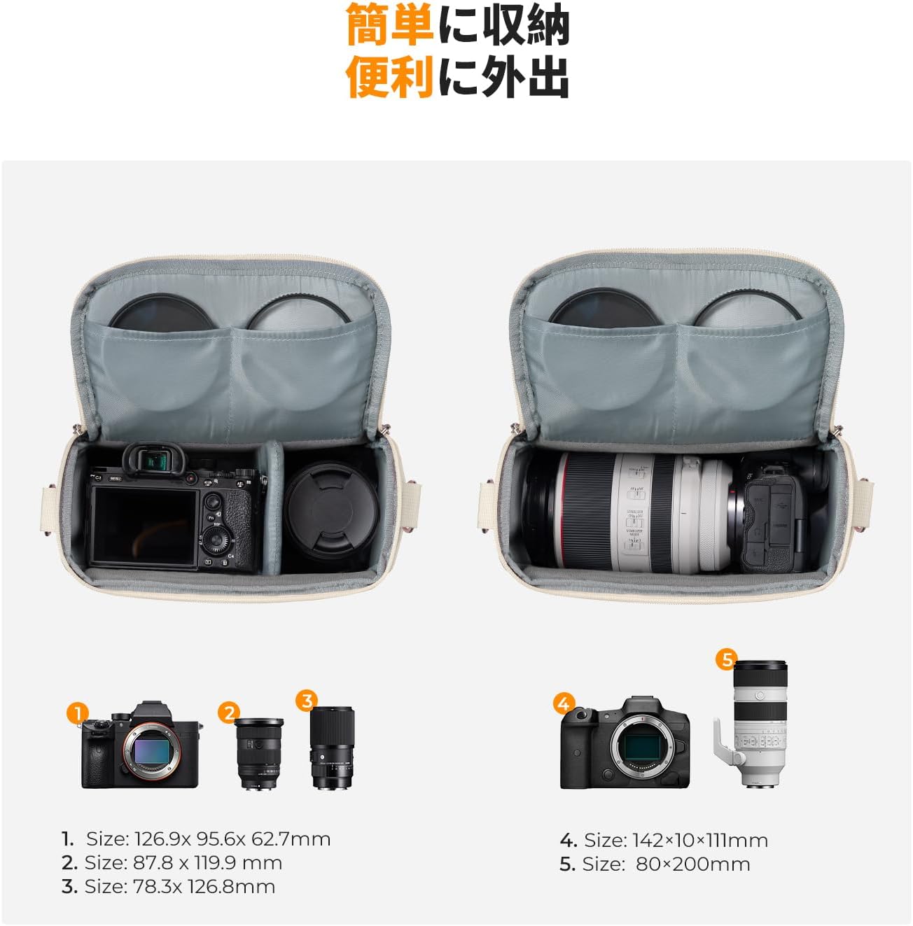 K&F Concept Camera Bag, Shoulder Bag, Camera Shoulder Bag, Stylish, SLR Camera Bag, 5 L Dividers, Water Repellent, Lightweight, Handbag/Shoulder Bag, Storage Bag for Camera Accessories, Small Items,