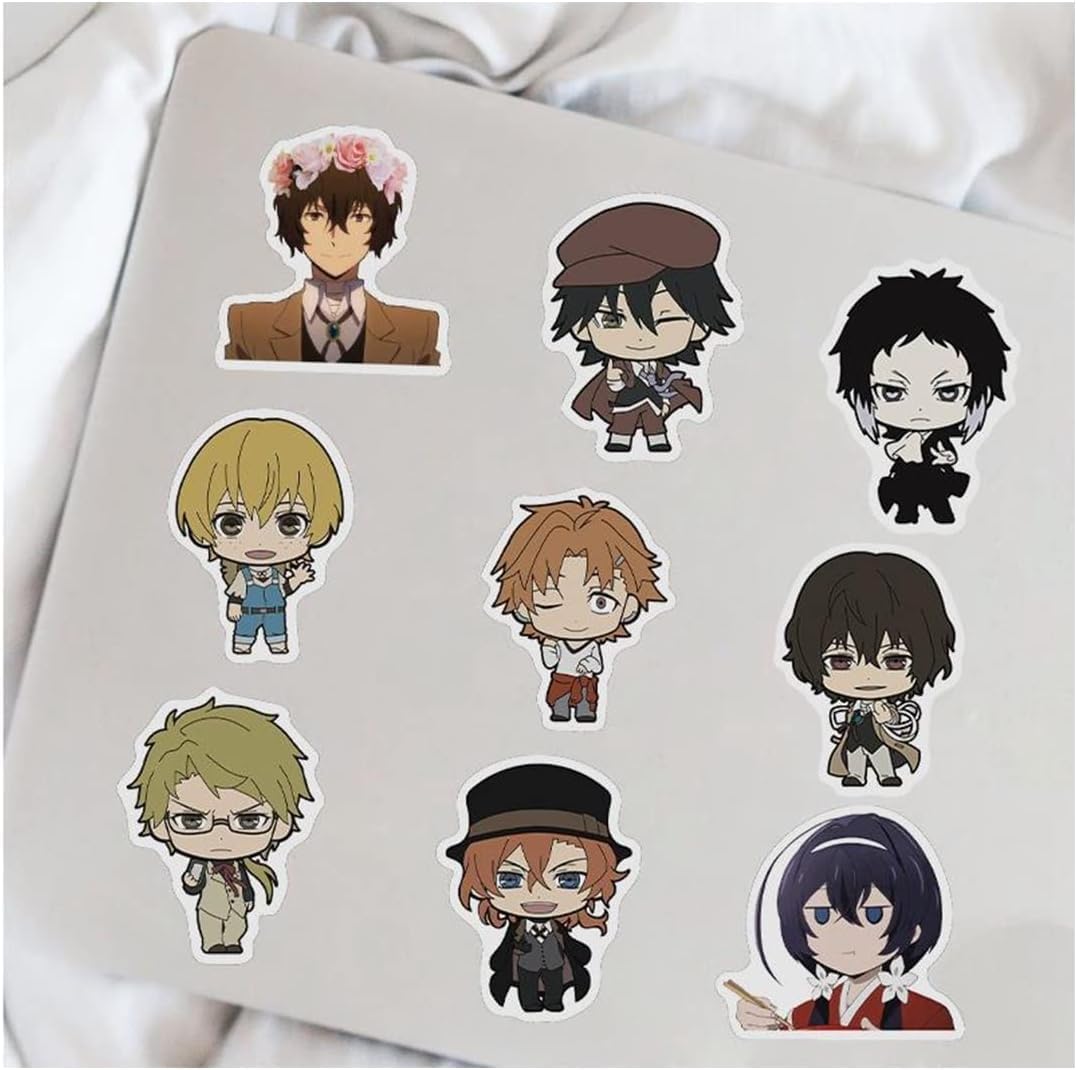Bungo Stray Dogs, PVC, Waterproof, Cute, Stylish, For Bocchizaroku, Popular, Anime, Manga, Sticker Notebook, Stickers, DIY Car (Pack of 50)
