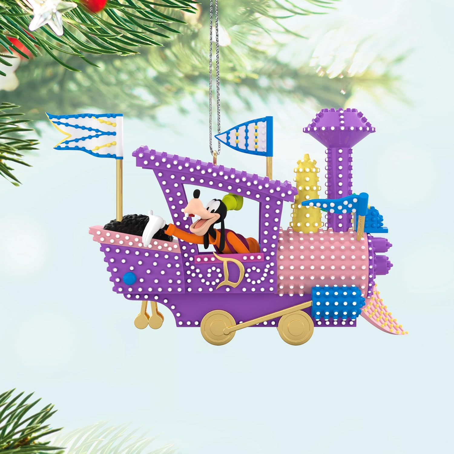 Adorno de Navidad de Hallmark Keepsake 2025, Disney Mickey y Amigos Desfile Eléctrico Musical de Disney con Luz, Regalos para Fans de Disney