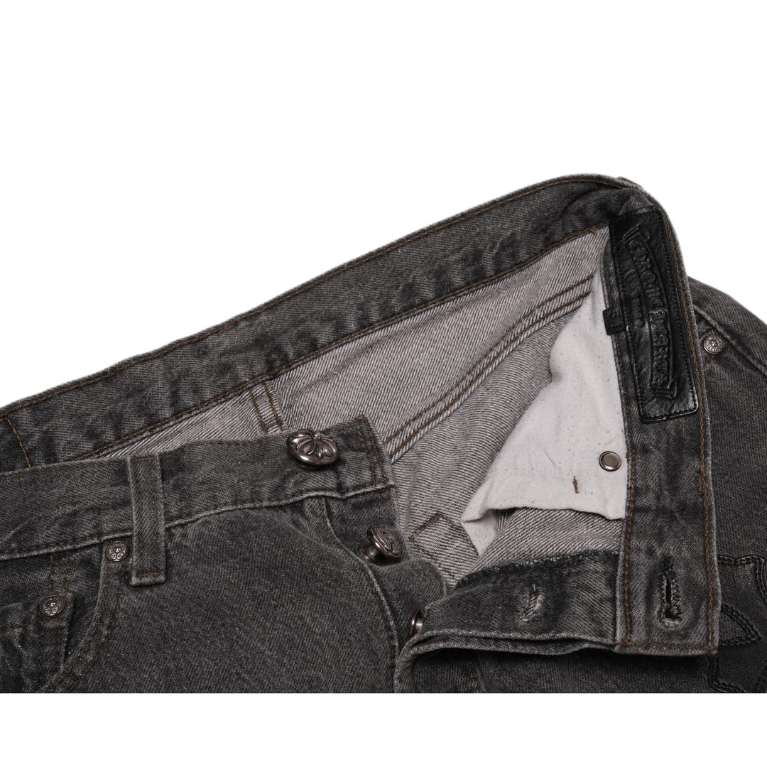 CHROME HEARTS '20 PATCH' WASHED BLACK JEANS