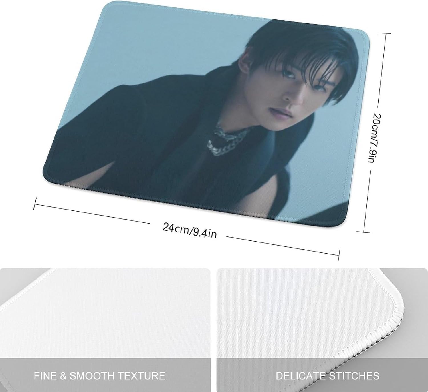 Mouse Pad Waterproof Durable Easy to Clean Non-Slip Rubber Sole for Office Gaming Stylish Cute Cartoon Character Unisex (Blue)