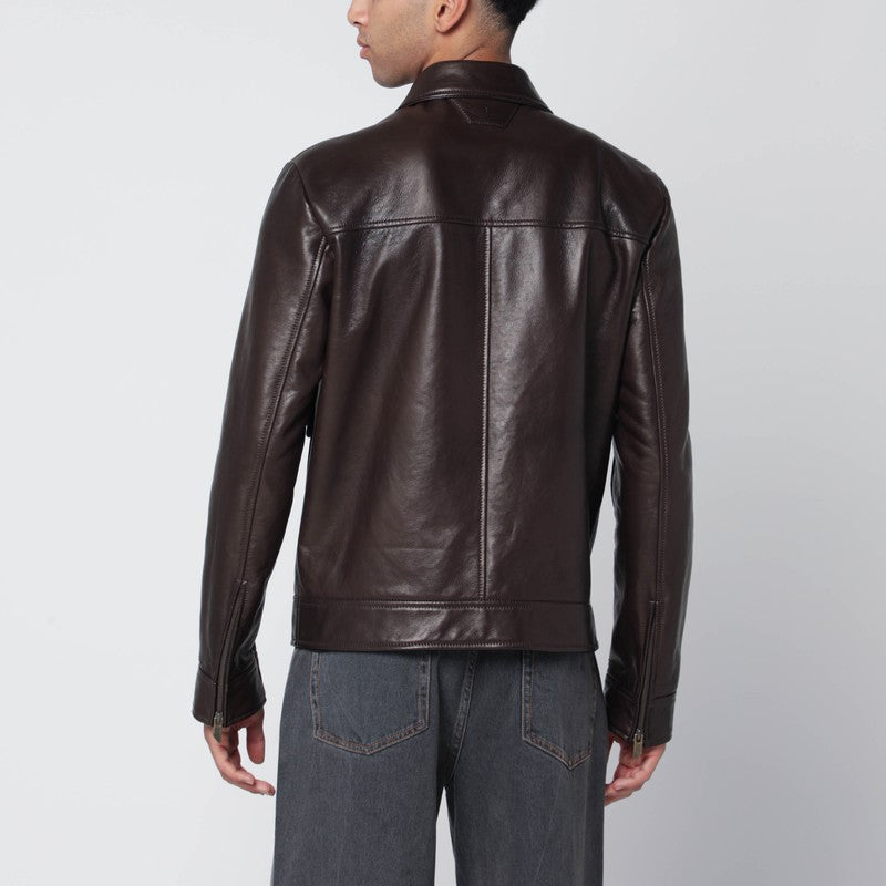 Salvatore サルバトーレサントロブラウンレザージップジャケット - Image 3