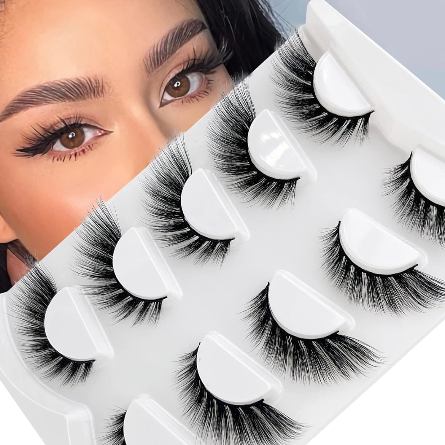 Cat Eye Eyelashes Mimic Eyelash Extensions Wing Eyelashes L Curl False Eyelashes Natural Look 3D Fake Mink Lashes