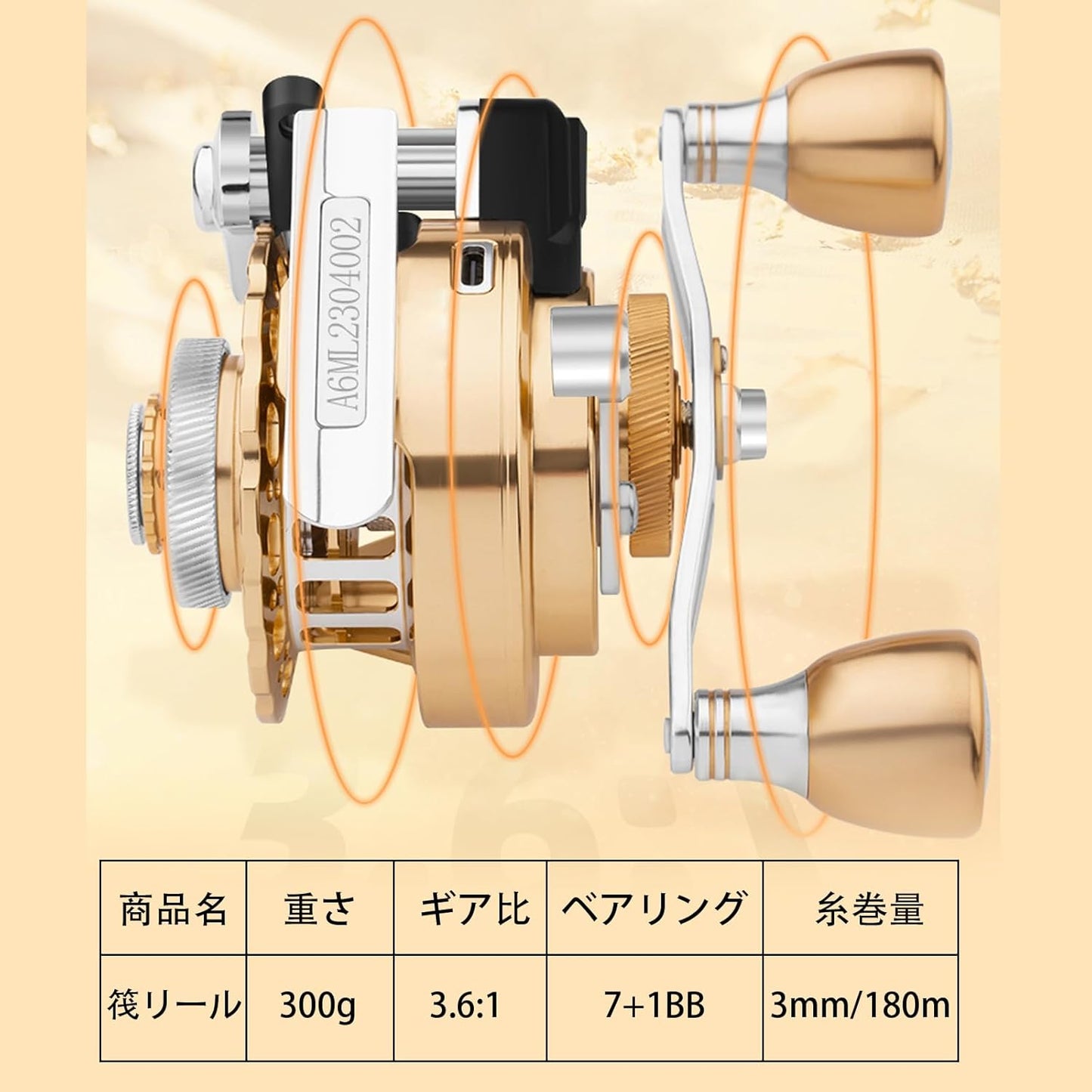 筏リール チヌリール タイコ石鯛 黒鯛 カウンター 3.6:1ギア比 7+1BB 落とし込み カセ釣り 磯釣り筏釣り 前打ち 氷釣り 穴釣り 高級軽量 左右巻き