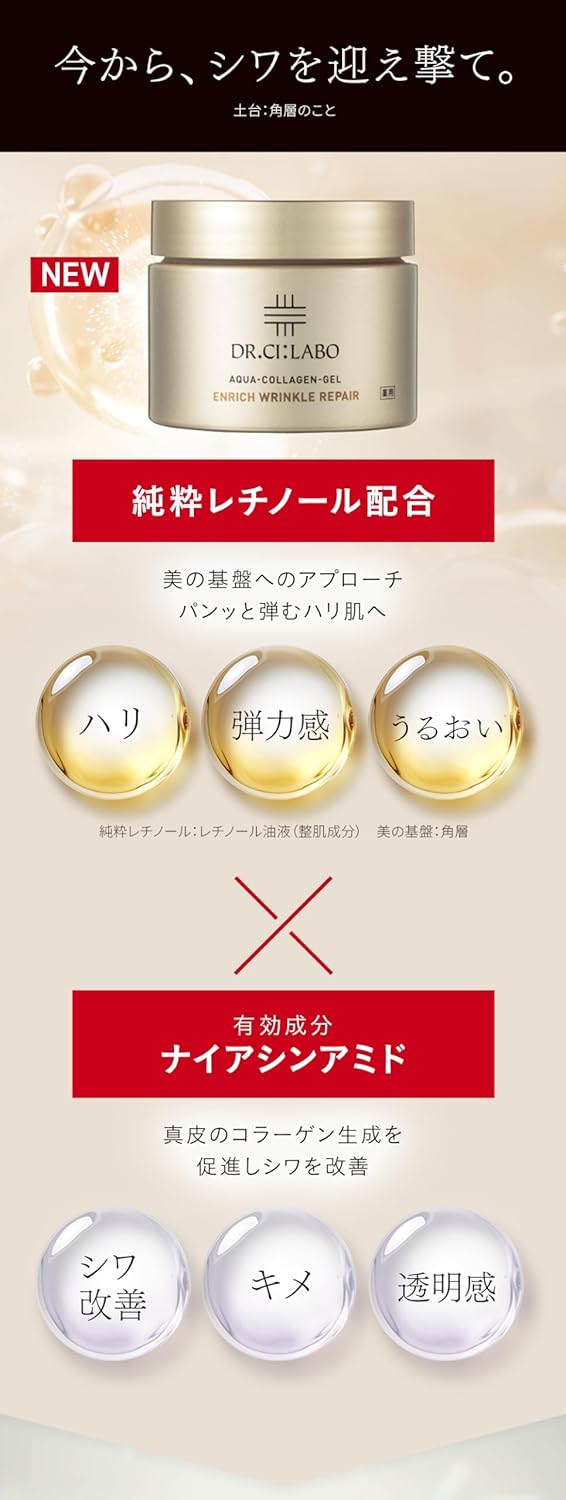 New (Exclusive) Medicinal Enrich Wrinkle Repair Pure Retinol Niacinamide Collagen Wrinkles Dermis Quasi-drug Product (Lotion, Essence, Milky Lotion, Cream, All-in-One Gel, All-in-One