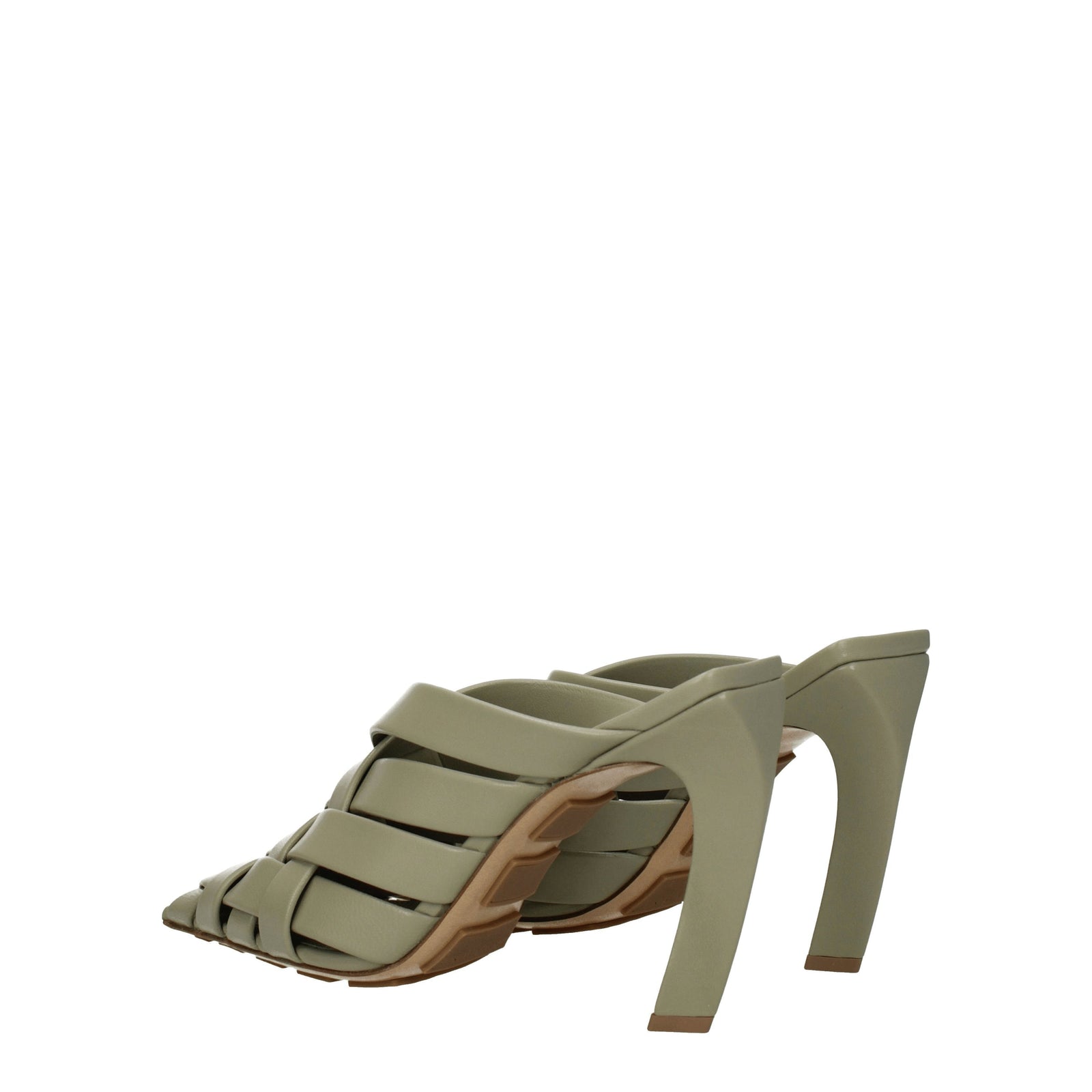Bottega Veneta Sandals Women Leather Green/Travertine - Image 3