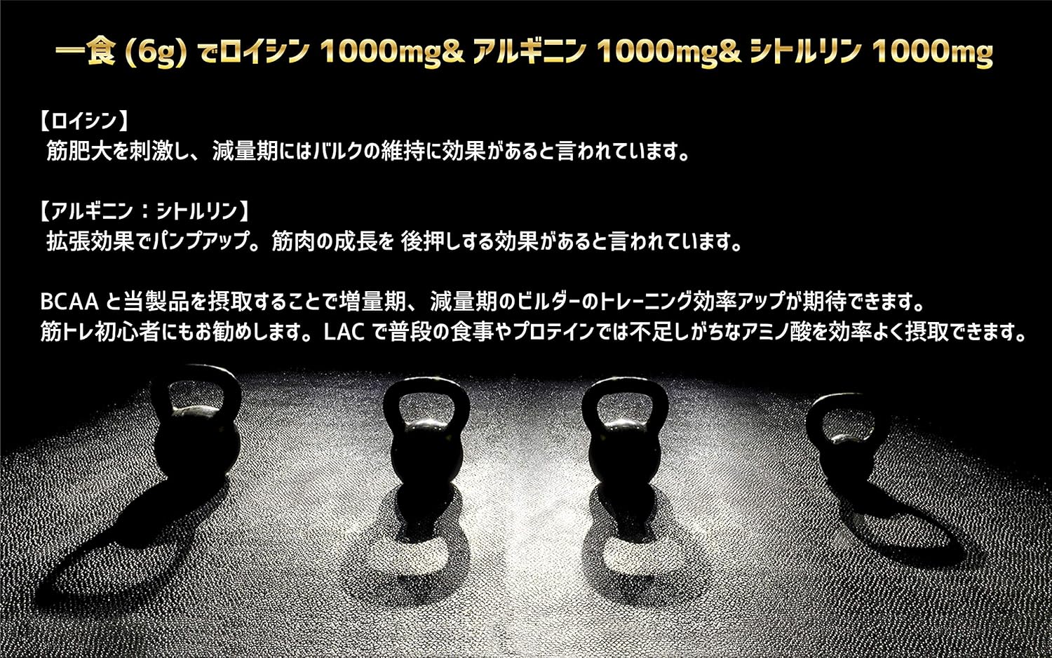 JAY&CO. Muscle Training Supplement LAC Leucine Arginine Citrulline Powder (Apple, 40 Doses)