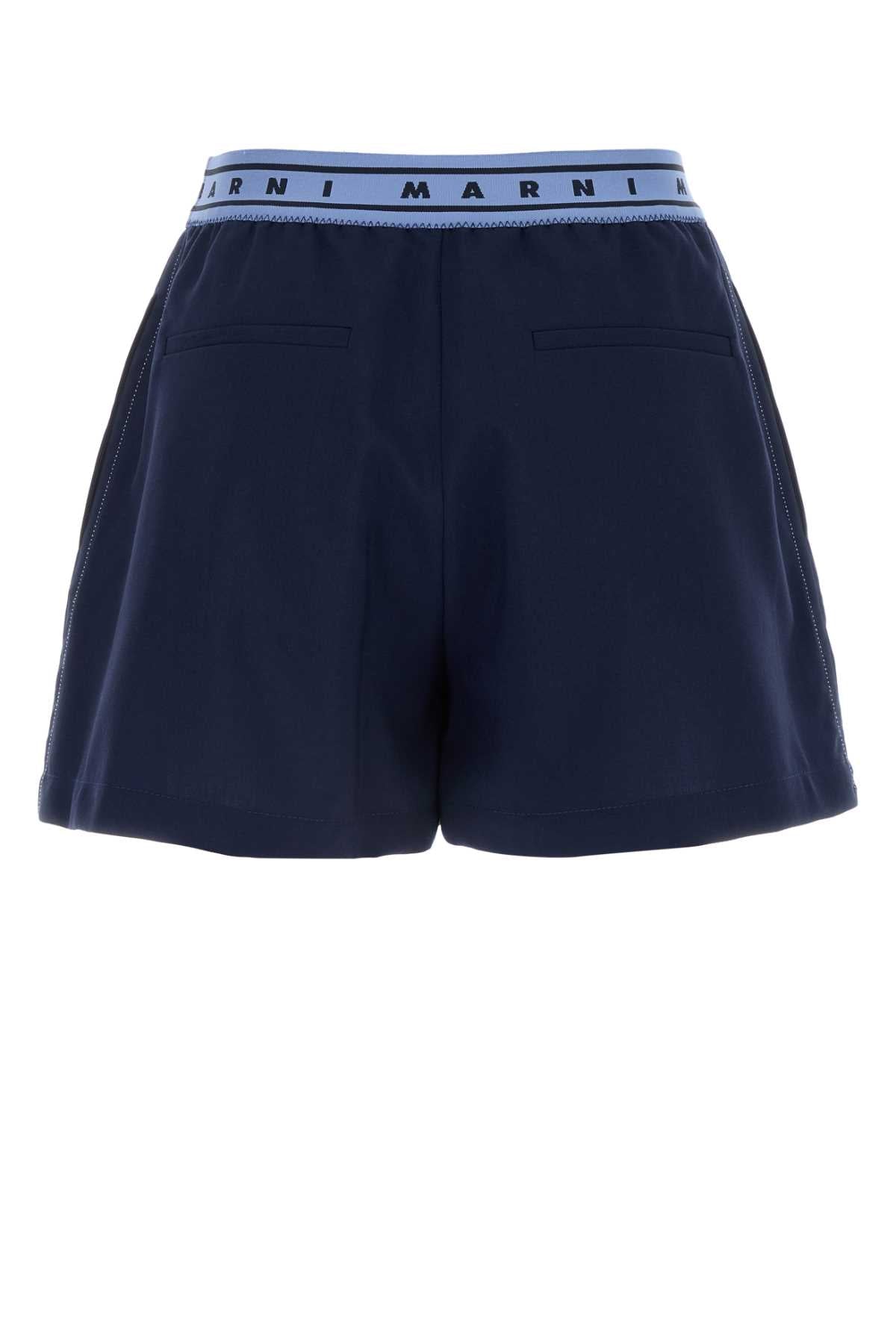 Marni マルニネイビーブルーウールショーツ - Image 3