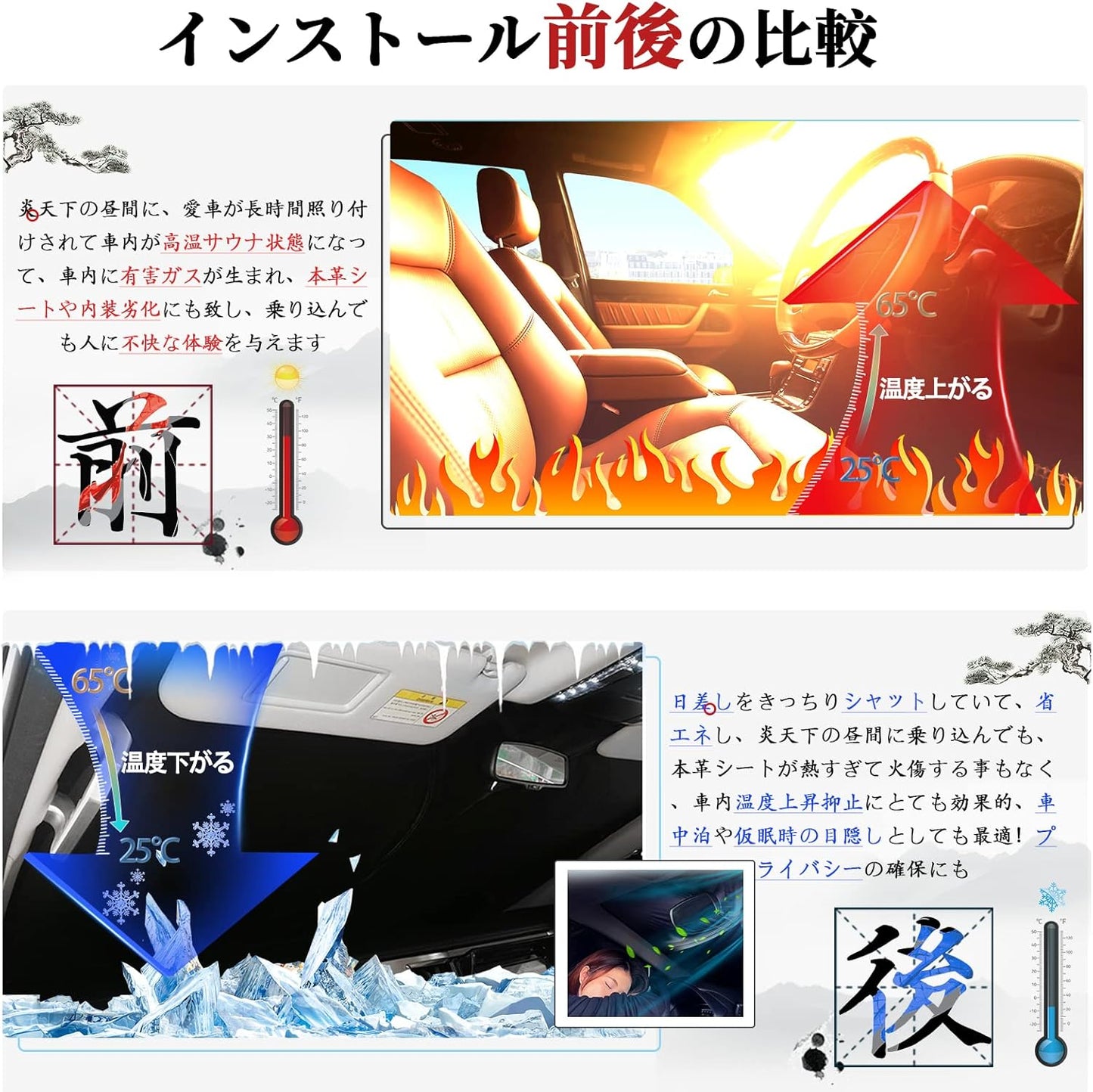 ruiya Windshield Sun Shade, Vehicle Sun Blocker, UV Protection, Sleeping in Car, Foldable, Custom-Designed Accessory