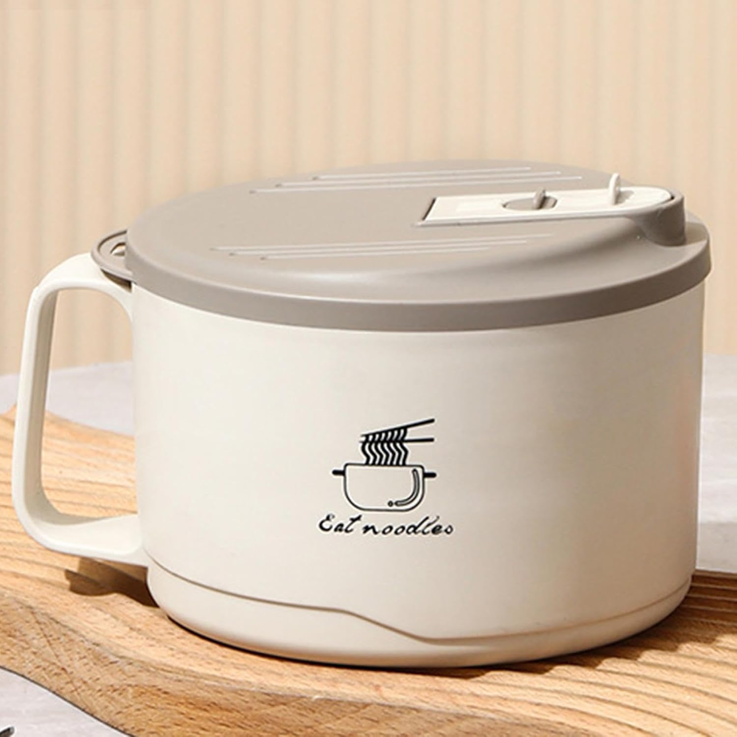 Instant Ramen Bowl with Lid, Ramen Cooker | Stainless Steel Instant Ramen Bowl, Filterable Design Lid and Handle 1100ml Phone Holder Dustproof for Udon, Miso, Thai or Pho Soup