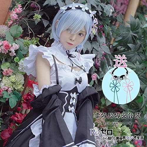 ENDIANDUO Re:Zero−Starting Life in Another World Rem/Ram Cosplay Costume, Super Cute Anime Maid Outfit, Halloween Costume (M)