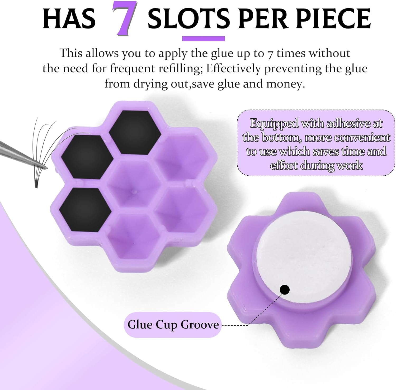 UAKEREDハニカム形状 まつ毛エクステンション グルーカップ セット睫毛延長ゴムラック花形120個睫毛接ぎ木供給プラスチックゴムカップトレイマット、2個ピンセット付き自宅用 DIY つけまつげ グルー皿