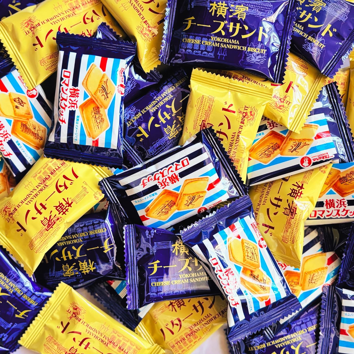 Yokohama Miyage, Individual Package, Baked Sweets, Large Capacity, 40 Pieces, 3 Types of Mix, Yokohama Romance Sketch, Side Butter Sand, Yokoshi Cheese Sand, For Scattering, Souvenirs