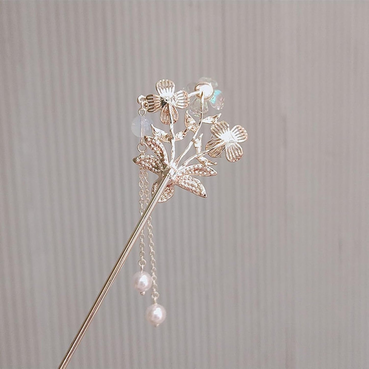 EZ PEACH Cherry Blossom Flower Pearl Hairpin Hair Clip Bangs Hair Closure Kimono Kimono Hair Accessory (Flower 01)