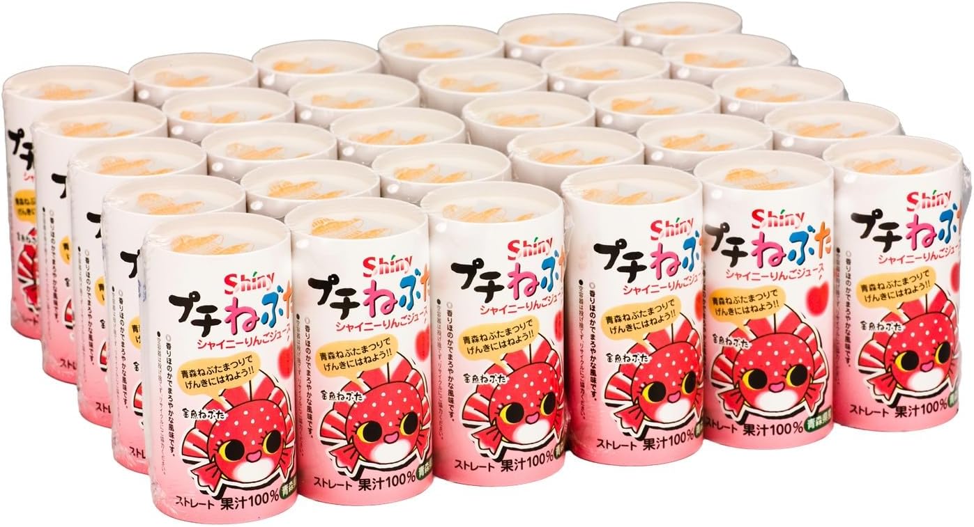 Shiny Petite Nebuu Apple Juice, 4.2 fl oz (125 ml) x 30 Bottles