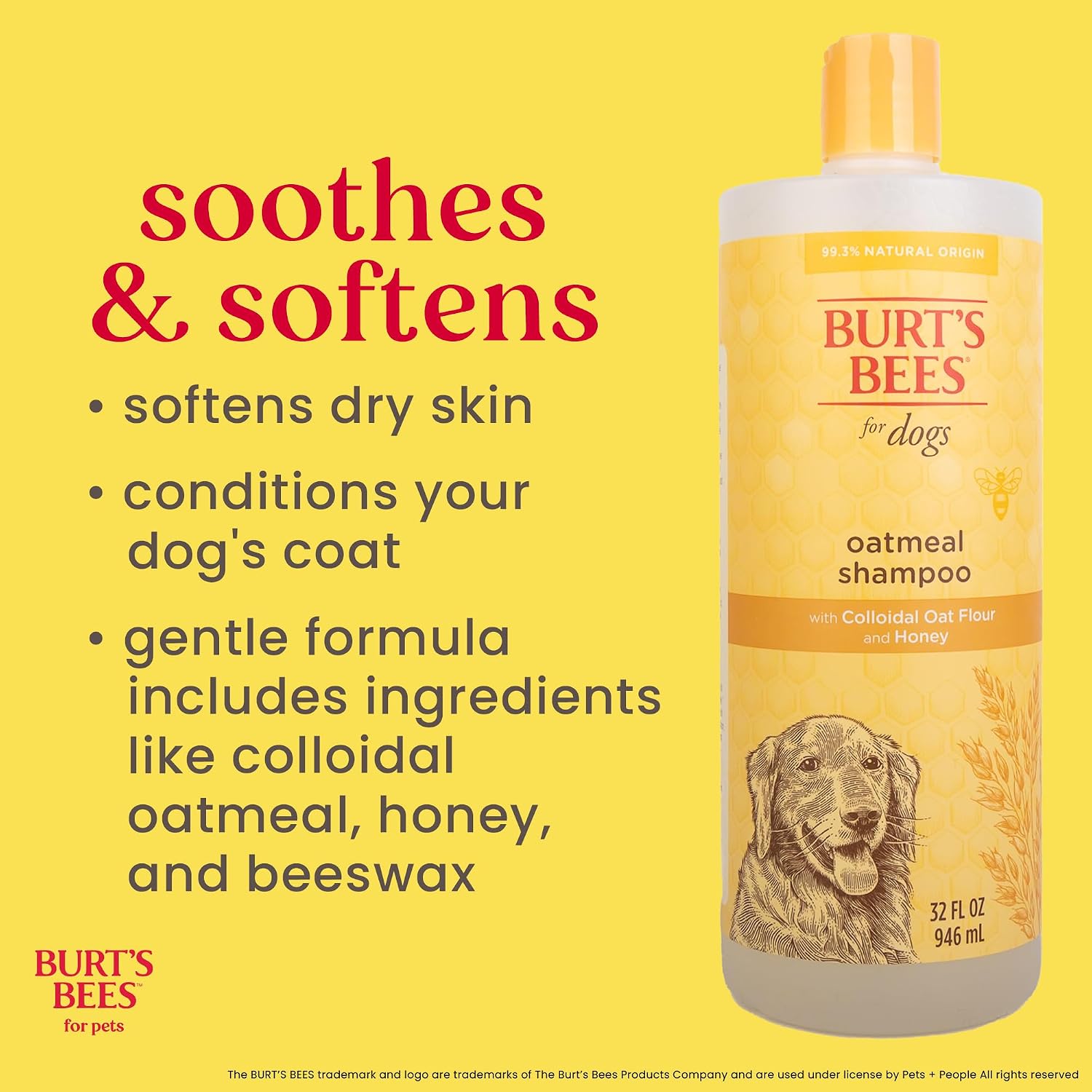 Burt's Bees for Pets Champú de avena para perros con harina de avena coloidal y miel, 2 unidades, fórmulas de origen 95% natural, champú para perros - 2 unidades, 32 onzas