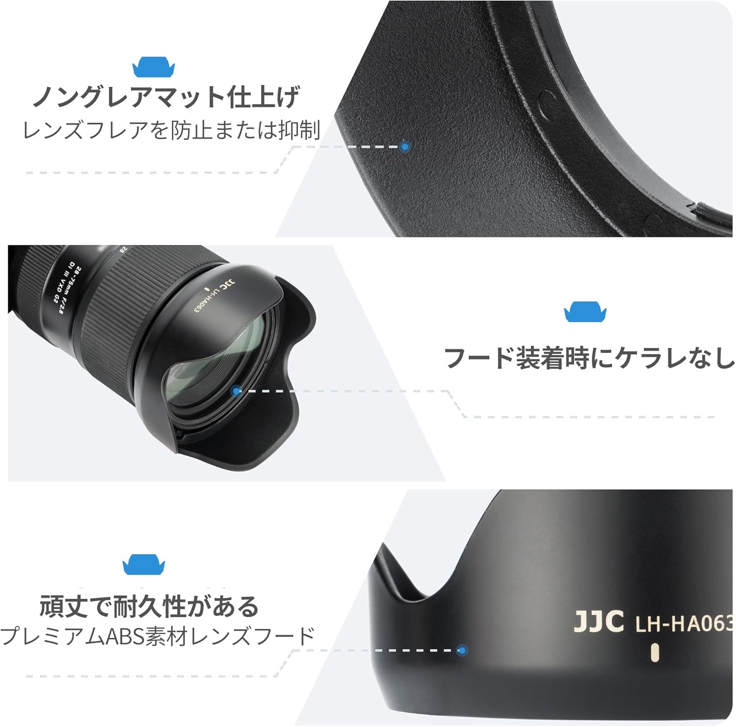 JJC Reversible Lens Hood for Tamron HA063 Compatible Tamron 28-75mm f/2.8 Di III VXD G2 (Sony E) (Model Number: A063) Lens for Sony A7CR A6700 A7RV A1 A7SII A7SIII A7III A7R III A6600 A7C and More
