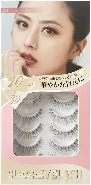 Natural False Eyelashes 3D 3D Matsueku 10 Pairs (C01 Natural Rich)